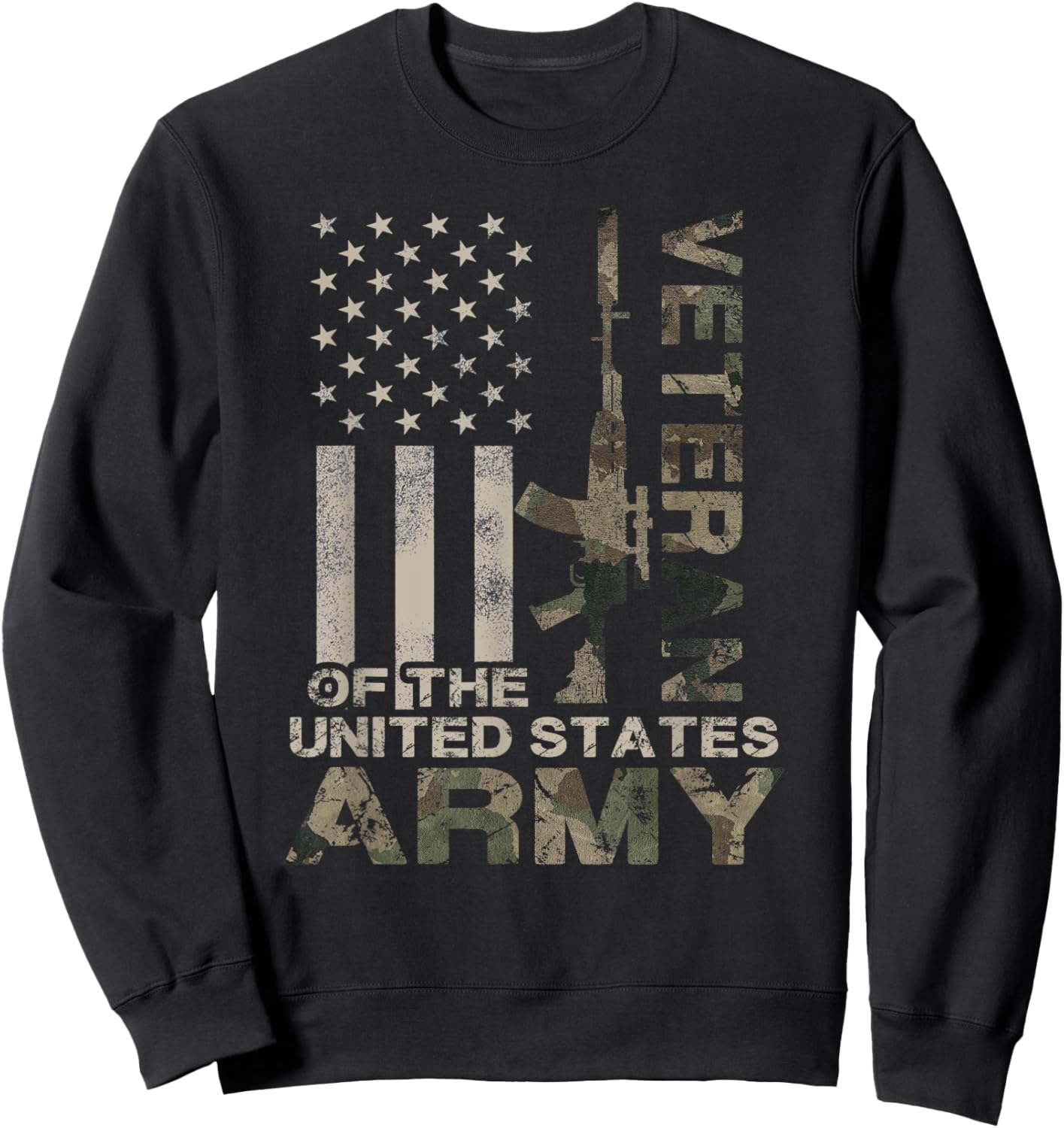 US Army | Military Green Camo Flag Retro Design Gift Sweatshirt - Sweatshirt | Black