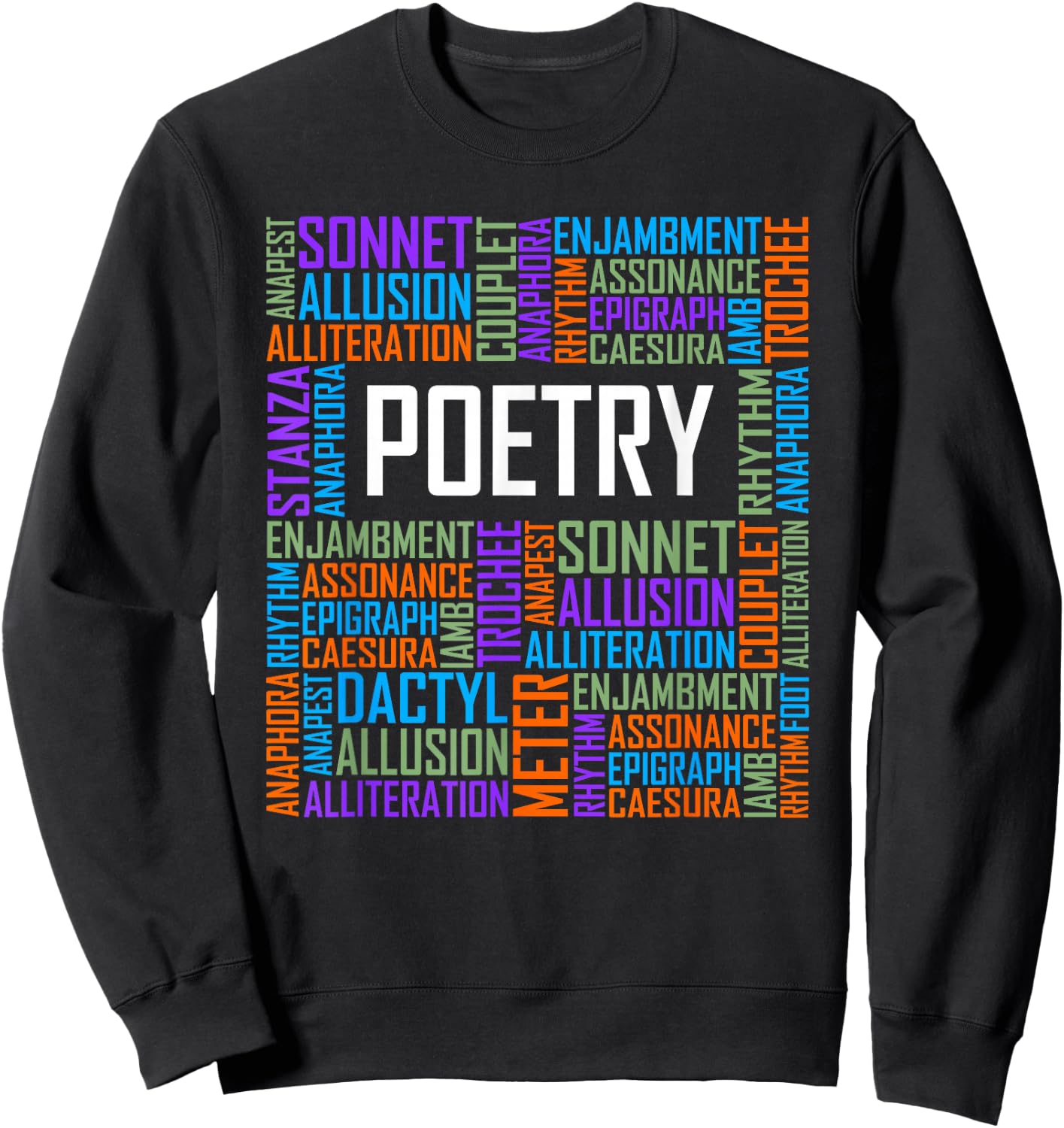 Poetry Words Lover Gift Poetry Writer Gifts Sweatshirt - Sweatshirt | Black