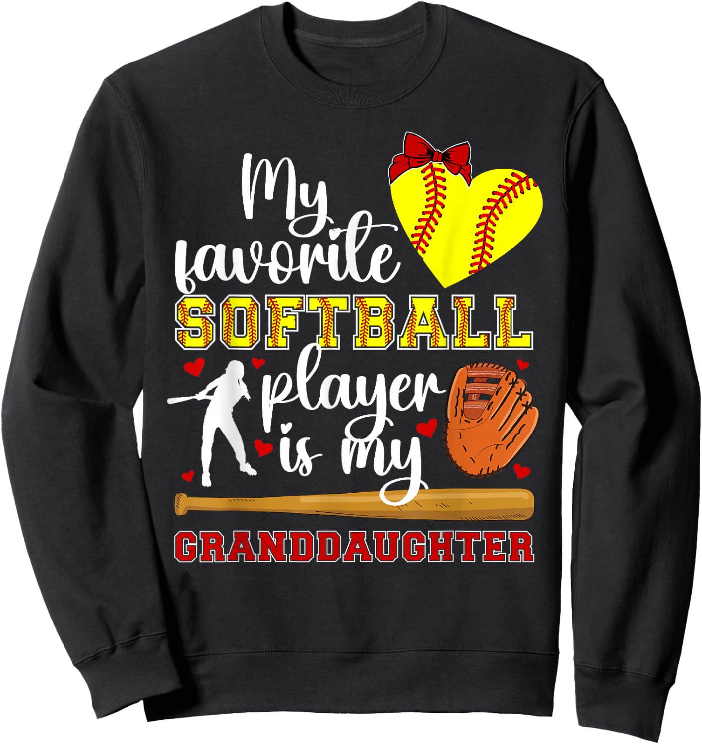 Softball Grandma Proud Softball Player Grandmother Sweatshirt - Sweatshirt | Black