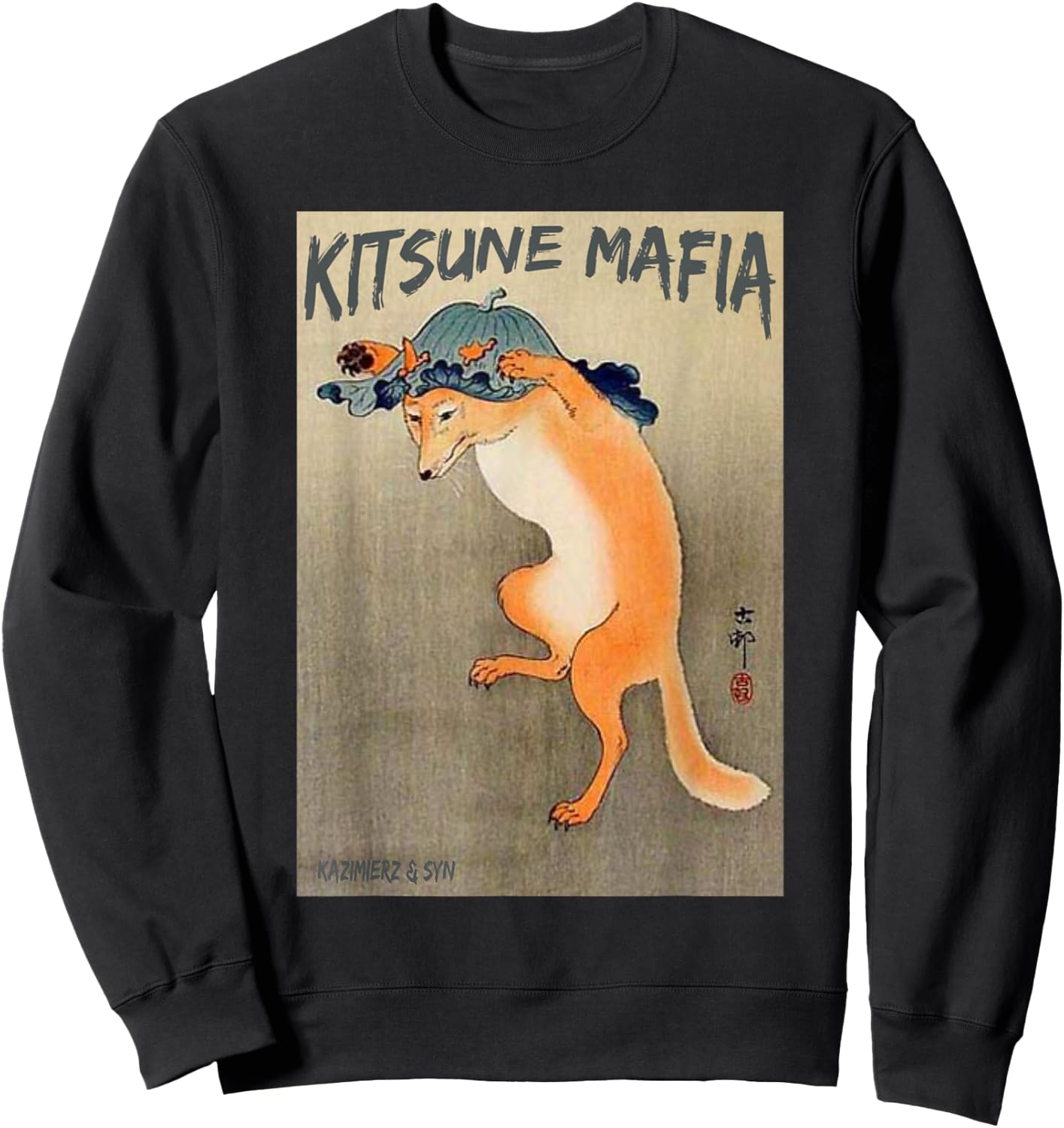 Kitsune Mafia, Anime Nine Tail Fox Spirit, Ukiyo-e Japanese Sweatshirt - Sweatshirt | Black
