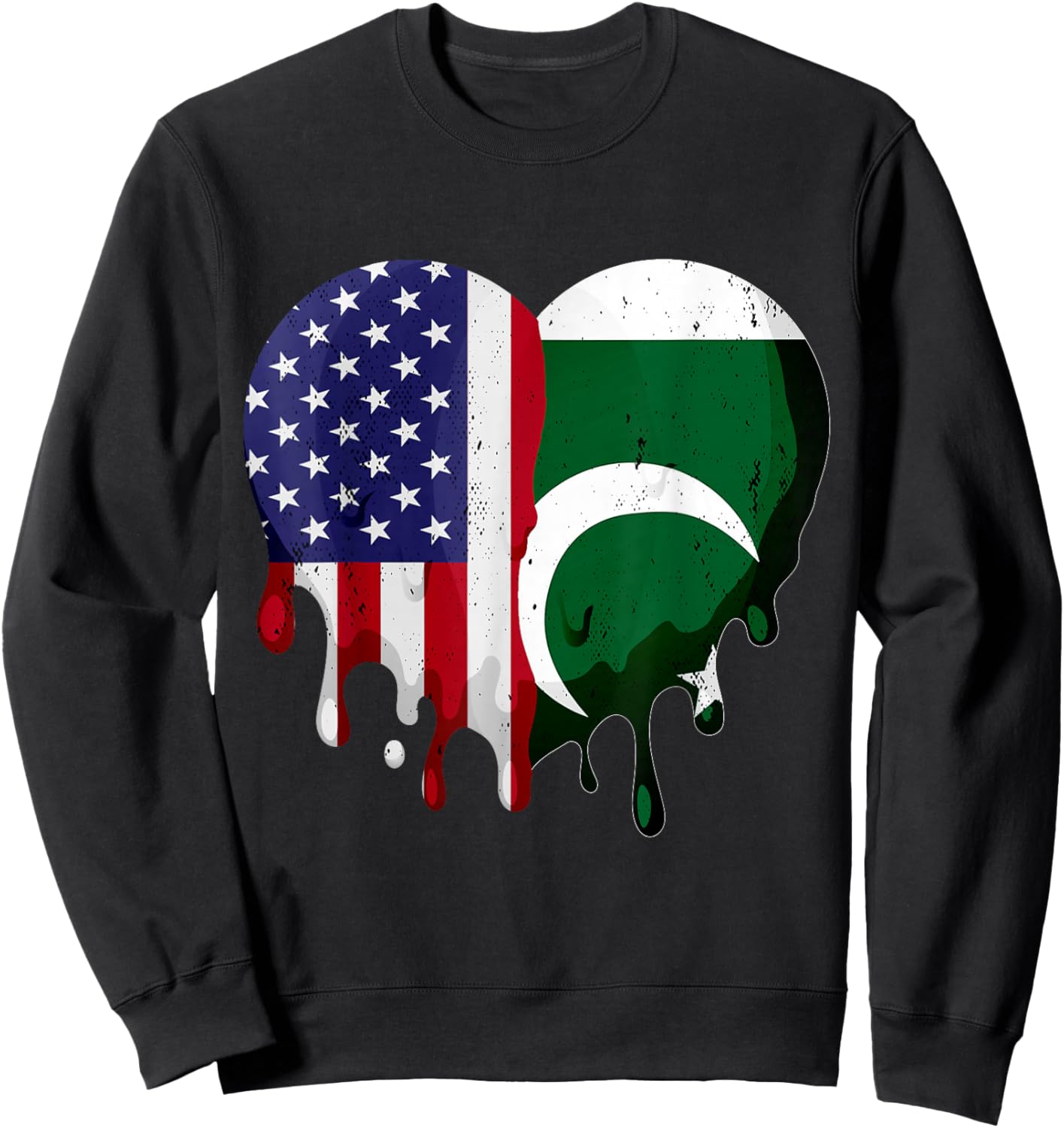 American Pakistani Heritage Month Pakistan Flag Heart Sweatshirt - Sweatshirt | Black