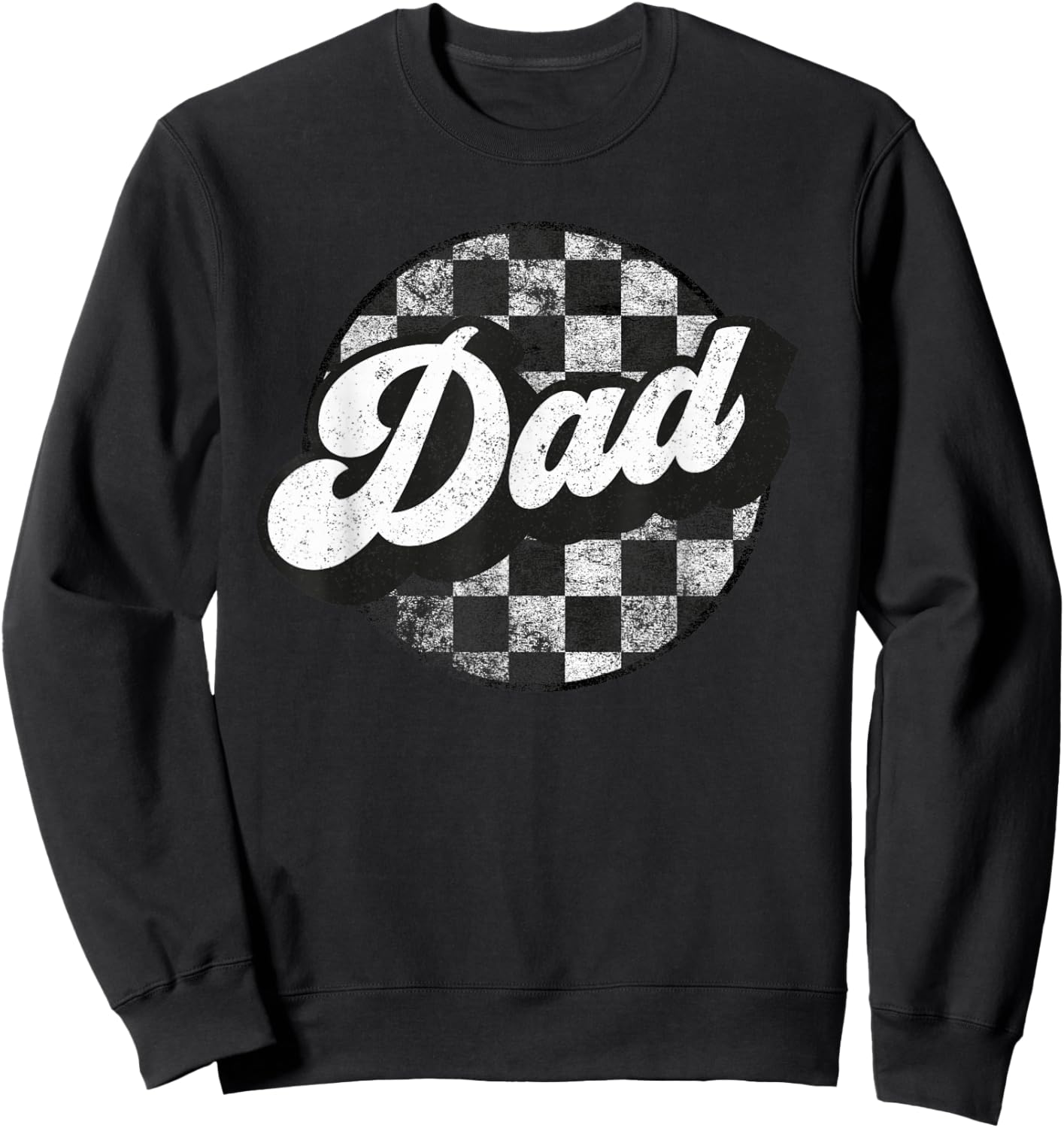 Funny Retro Checkered Dad Race Vintage Matching Family Sweatshirt - Sweatshirt | Black