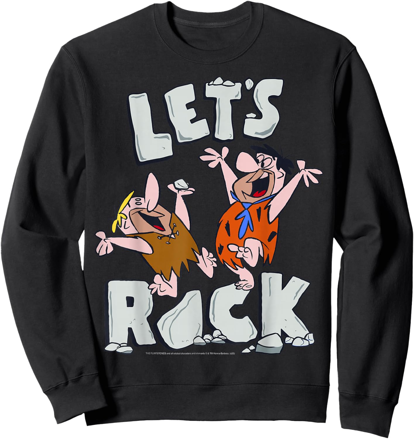 The Flintstones Fred and Barney Let's Rock Small Sweatshirt - Sweatshirt | Black