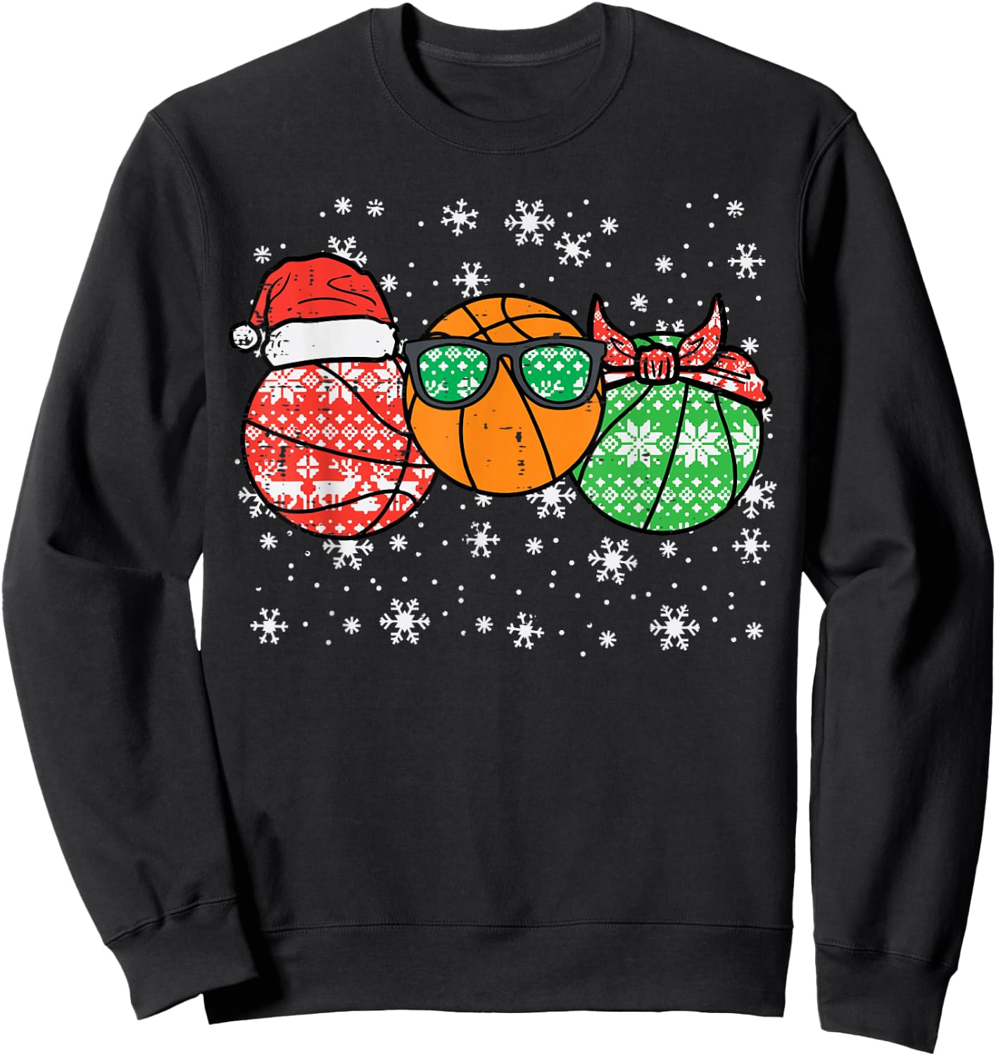 Christmas Basketballs Santa Cute Xmas Sports Men Boys Kids Sweatshirt - Sweatshirt | Black