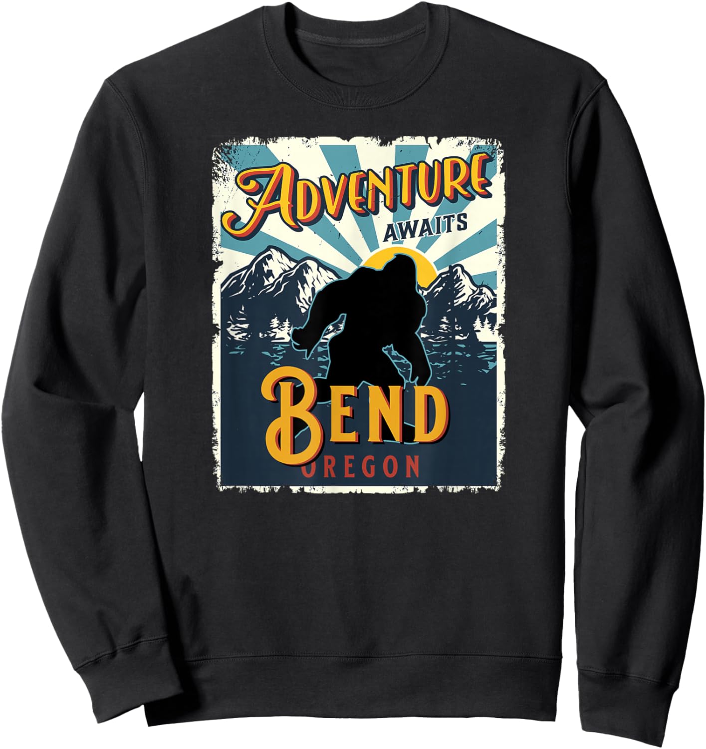Bend Oregon USA Sasquatch Big Foot Bigfoot Souvenir Sweatshirt - Sweatshirt | Black