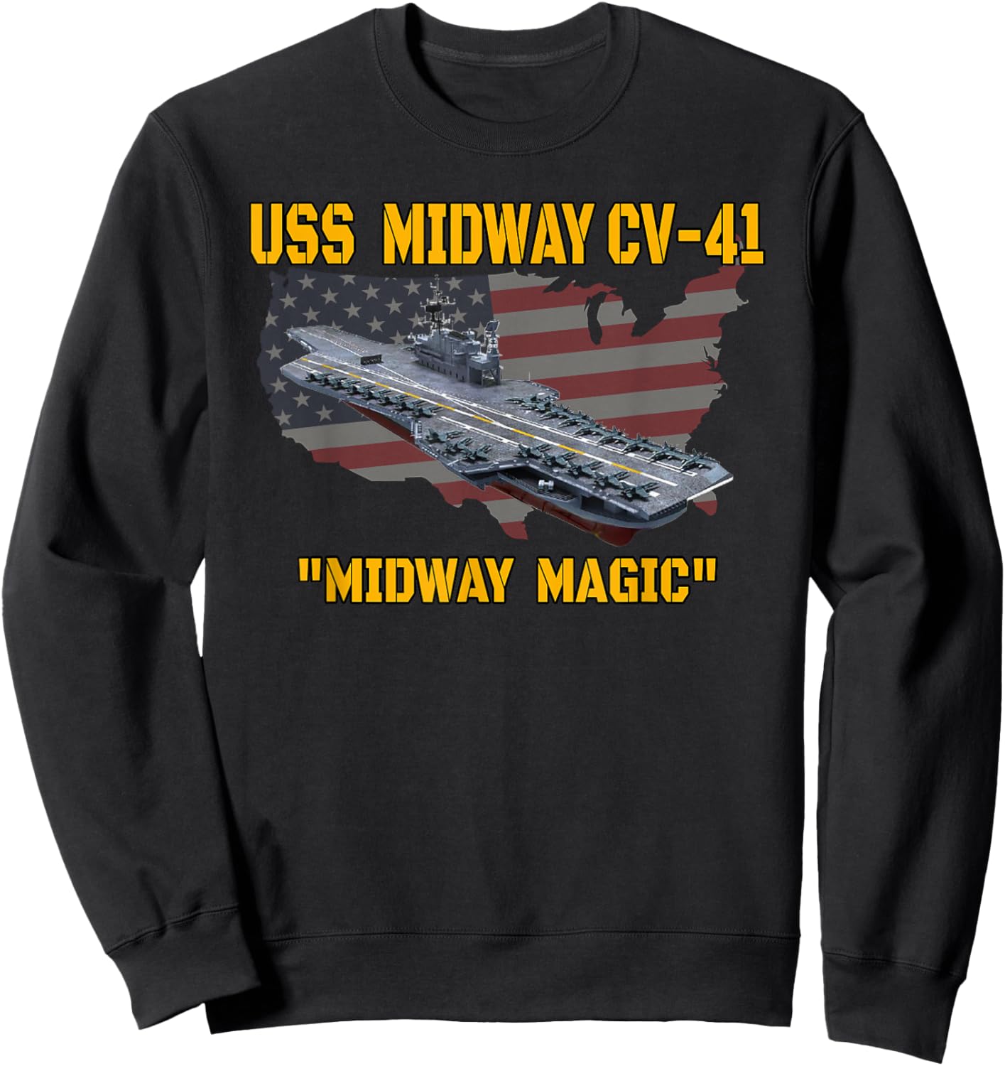 Aircraft Carrier USS Midway Veterans Day Fathers Day Grandpa Sweatshirt - Sweatshirt | Black