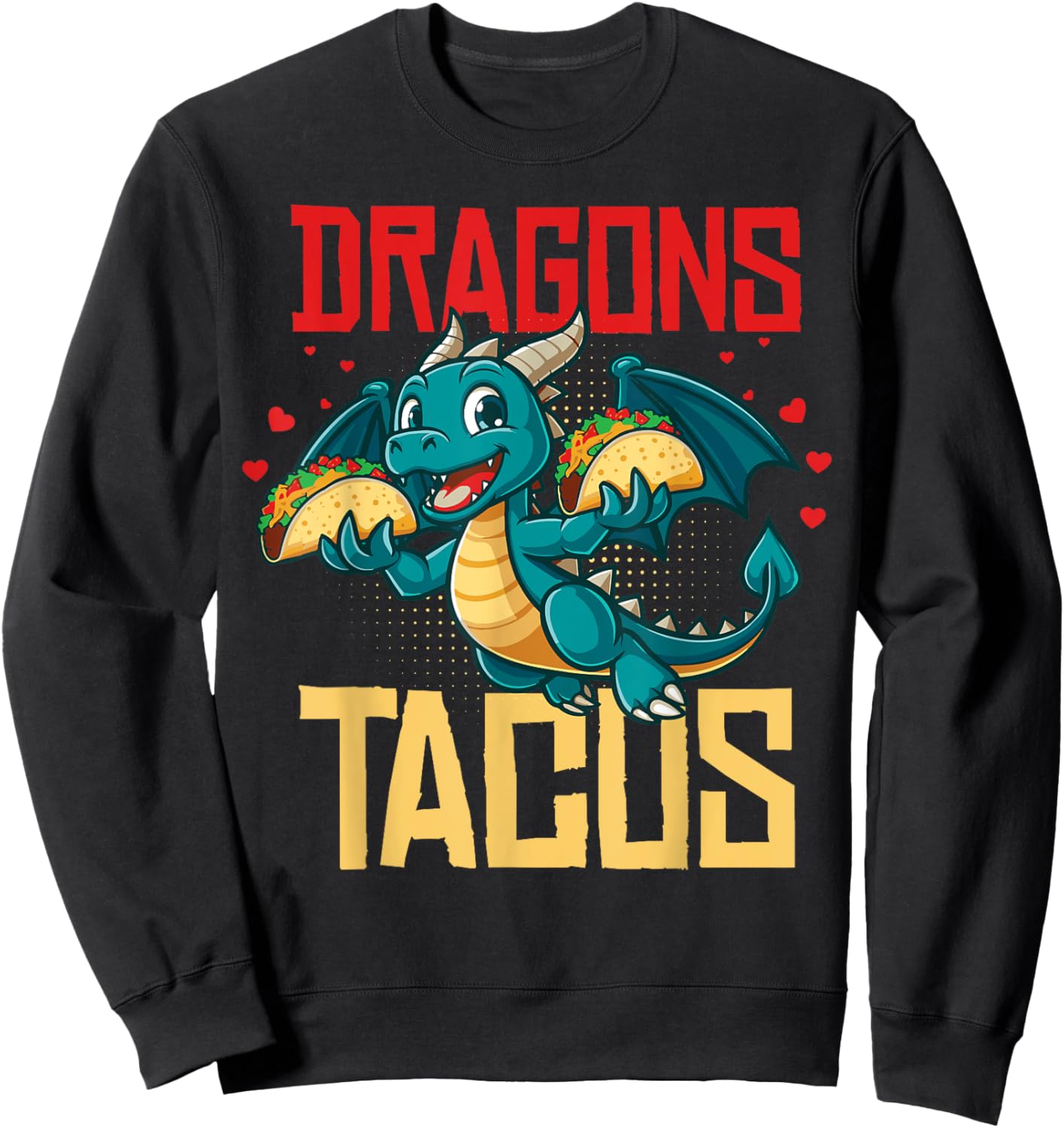 Dragons Love Tacos Shirt for Kids Girls Boys Sweatshirt - Sweatshirt | Black
