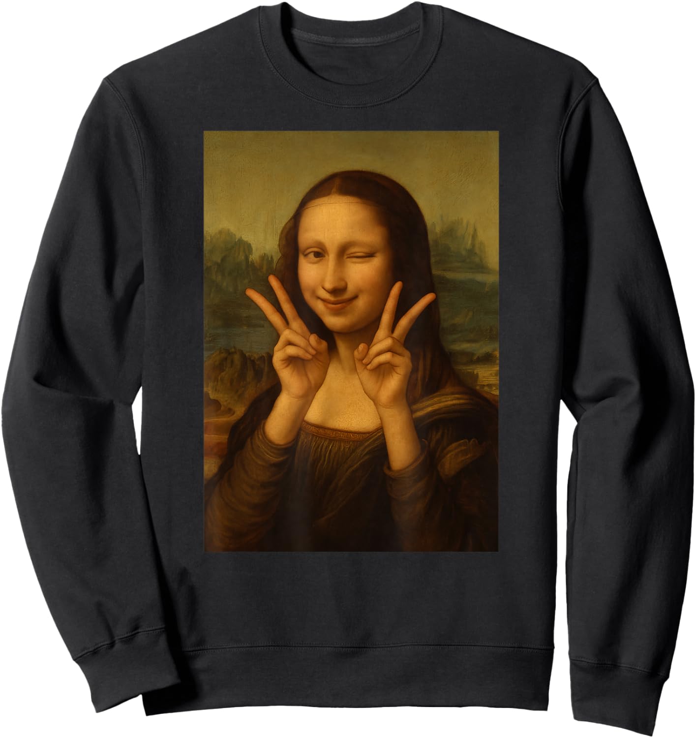 Cute Monalisa Painting Kpop Kdrama Men Women Kids Sweatshirt - Sweatshirt | Black