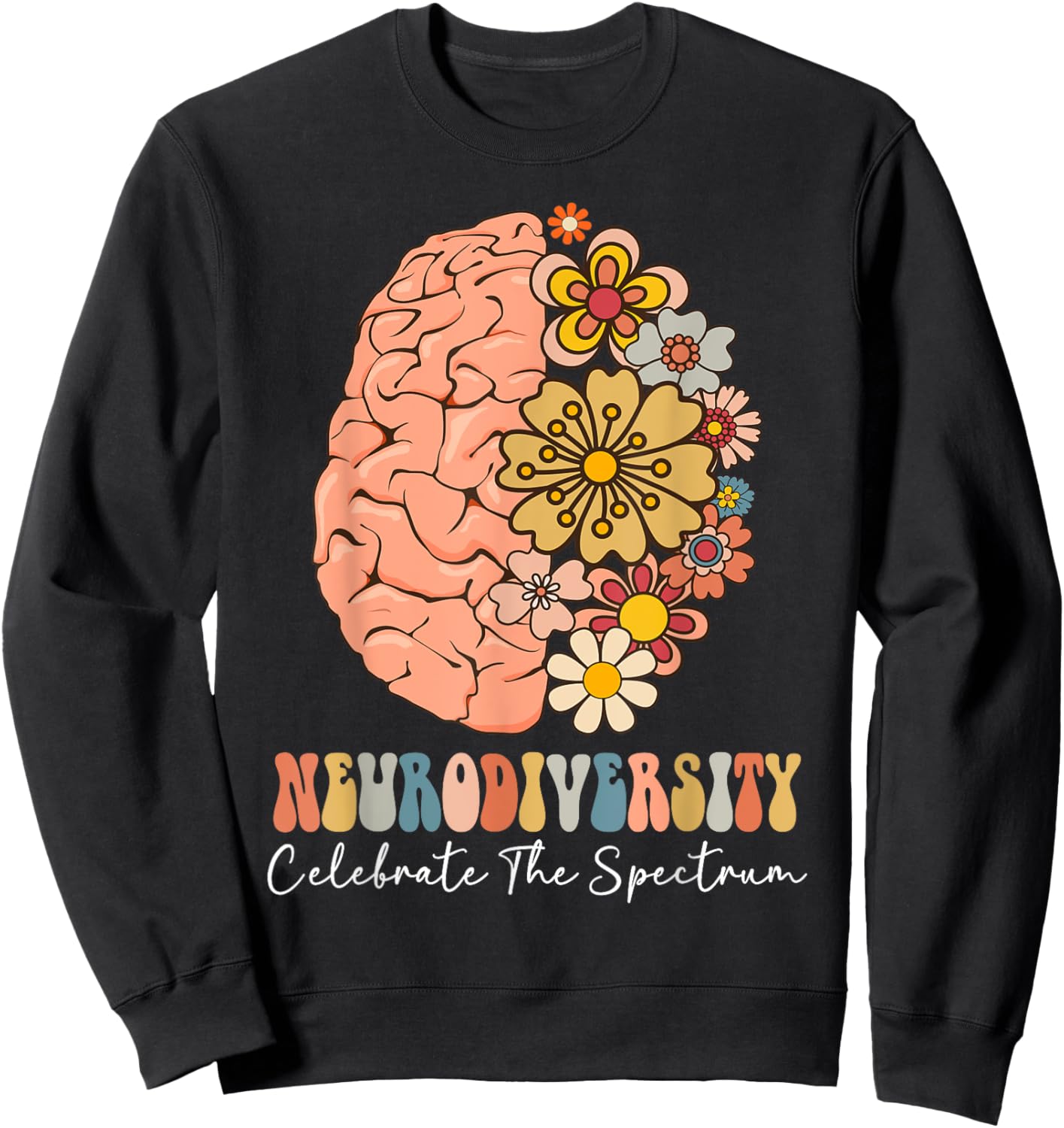 Neurodiversity celebrate the spectrum Brain Autism Awareness Sweatshirt - Sweatshirt | Black
