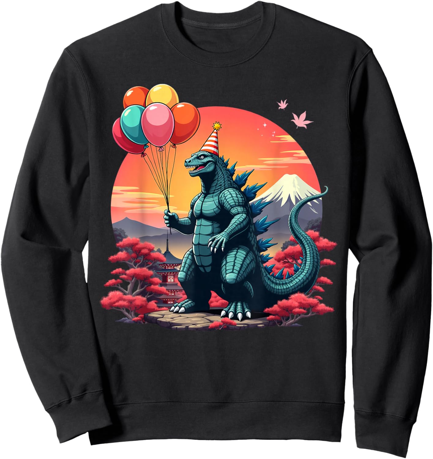 Kaiju Birthday Party Japan Monster Movie Bday Decorations Sweatshirt - Sweatshirt | Black