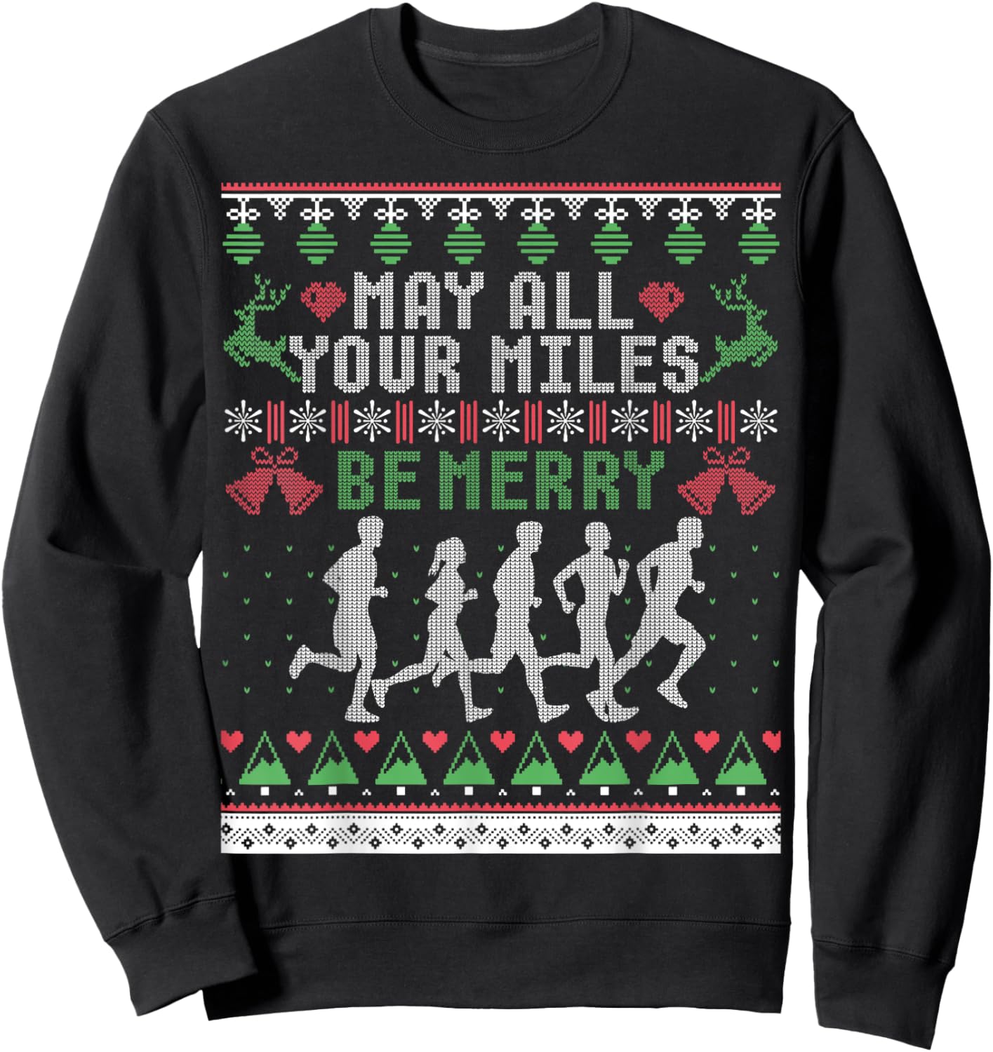 Funny Running Ugly Christmas Sweaters Shirt Runner Sweatshirt - Sweatshirt | Black
