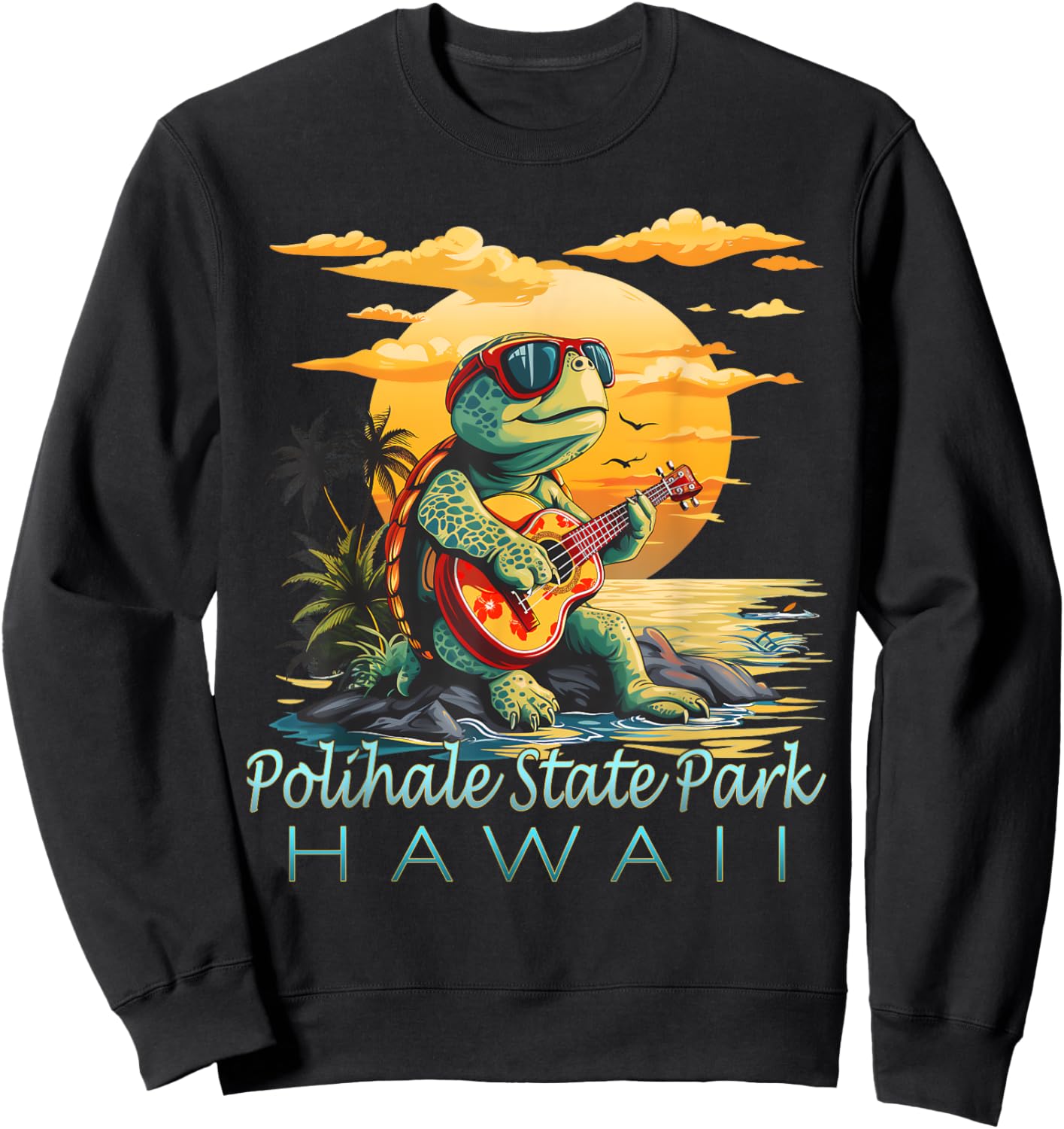 Cute Tropical Polihale State Park Hawaii Sea Turtle Souvenir Sweatshirt - Sweatshirt | Black