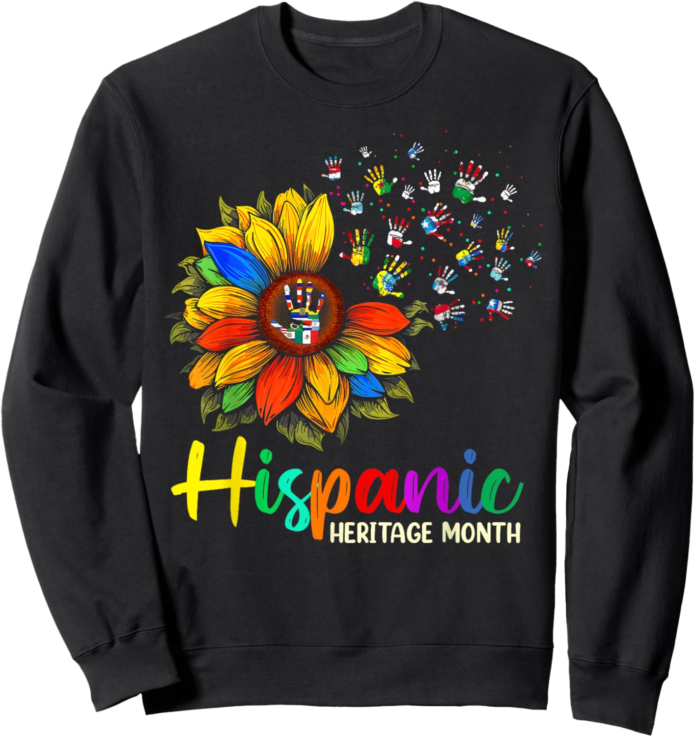 National Hispanic Heritage Month Sunflower All Countries Sweatshirt - Sweatshirt | Black