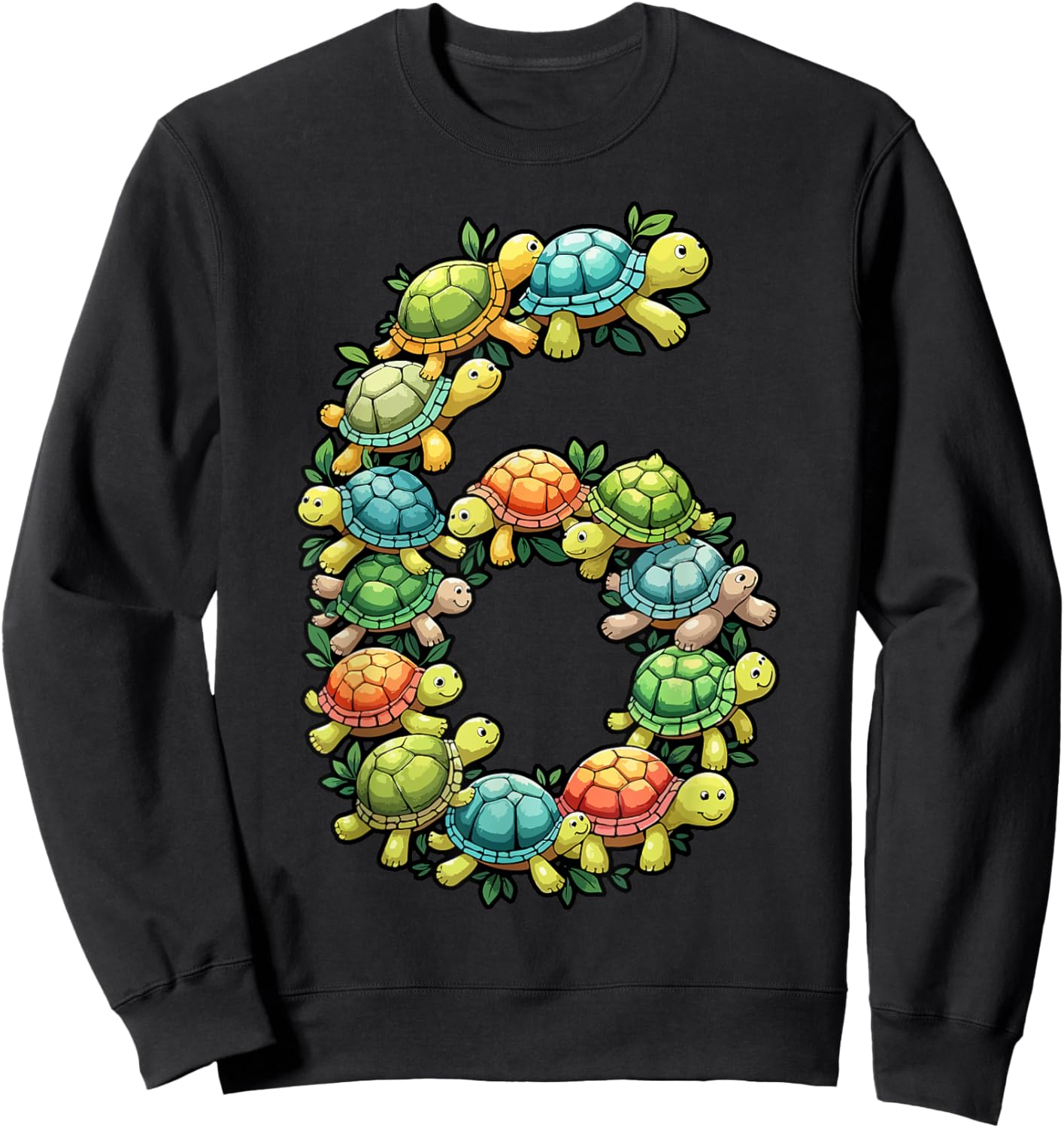 6th Birthday Sea Turtle Tortoise Theme Party 6 Year Old Sweatshirt - Sweatshirt | Black