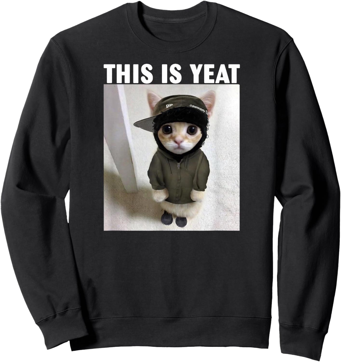 Cat This is Yeat Meme Sweatshirt - Sweatshirt | Black