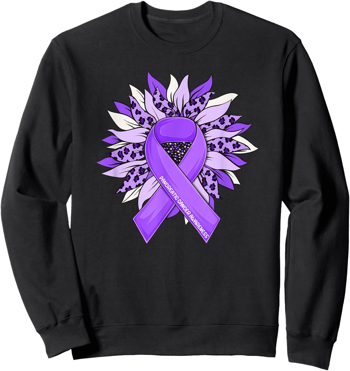 Pancreatic Cancer Sunflower Pancreatic Cancer Awareness Sweatshirt - Sweatshirt | Black