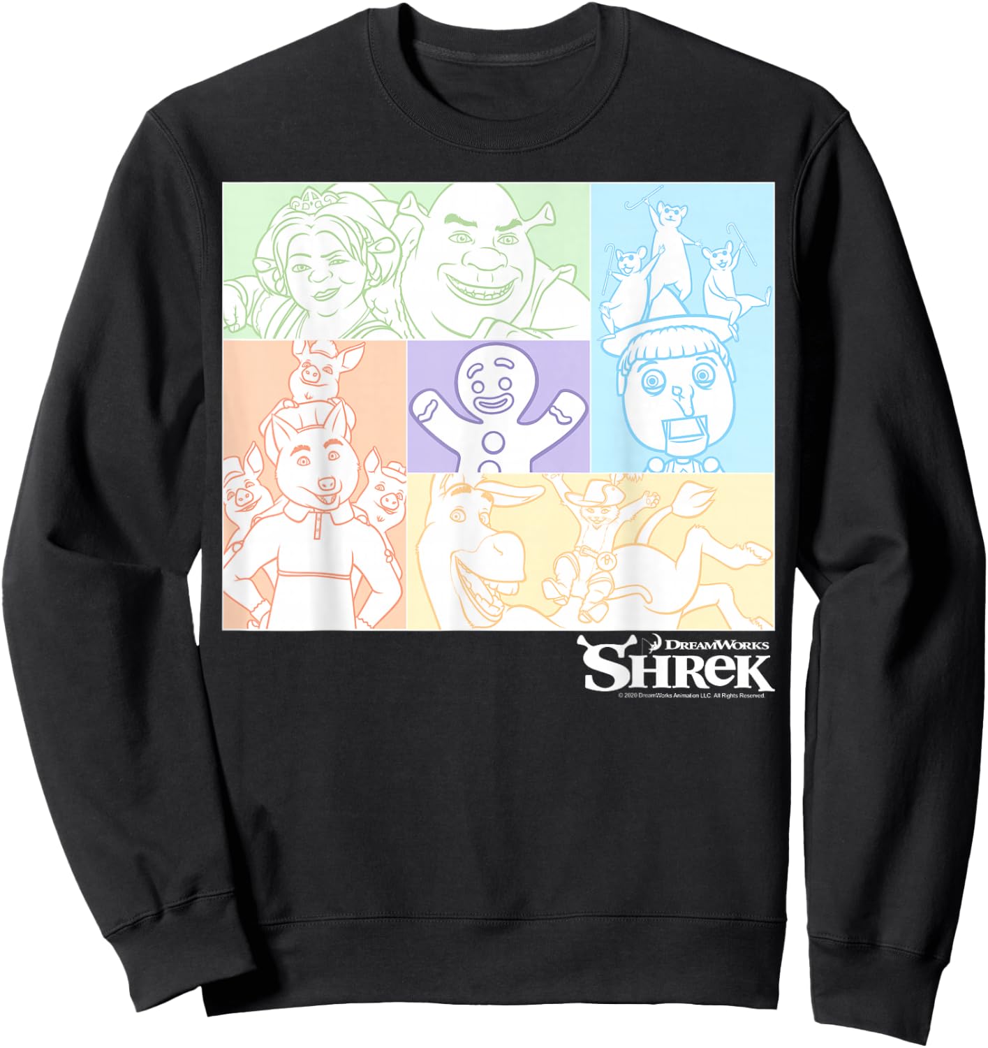 Shrek Group Shot Pastel Box Up Sweatshirt - Sweatshirt | Black