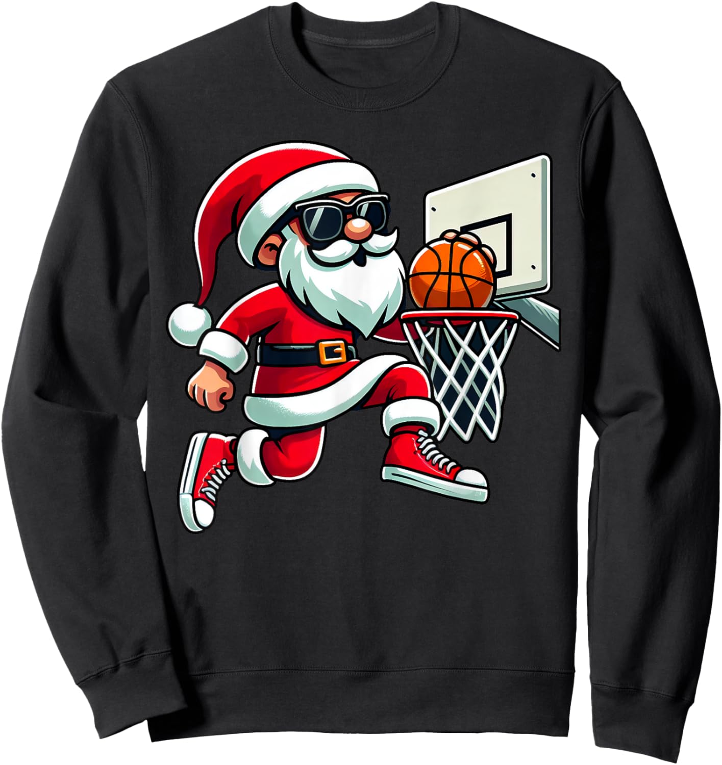Christmas Santa Claus Dunking A Basketball Boys Kids Xmas Sweatshirt - Sweatshirt | Black