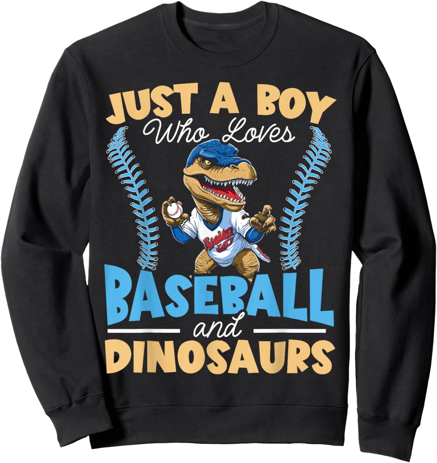 Baseball Dinsoaur Sport Lover Baseball Player Dino Fossil Sweatshirt - Sweatshirt | Black