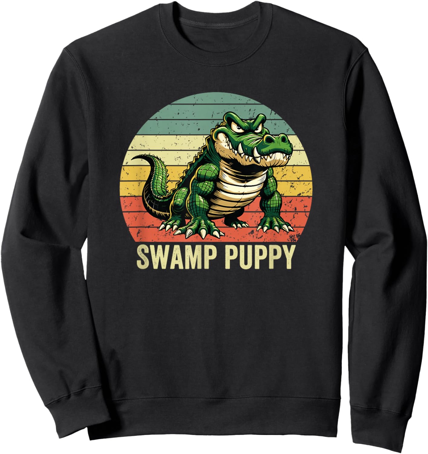 Swamp Puppy Vintage Sunset, Angry Alligator, Swamp Puppy Sweatshirt - Sweatshirt | Black
