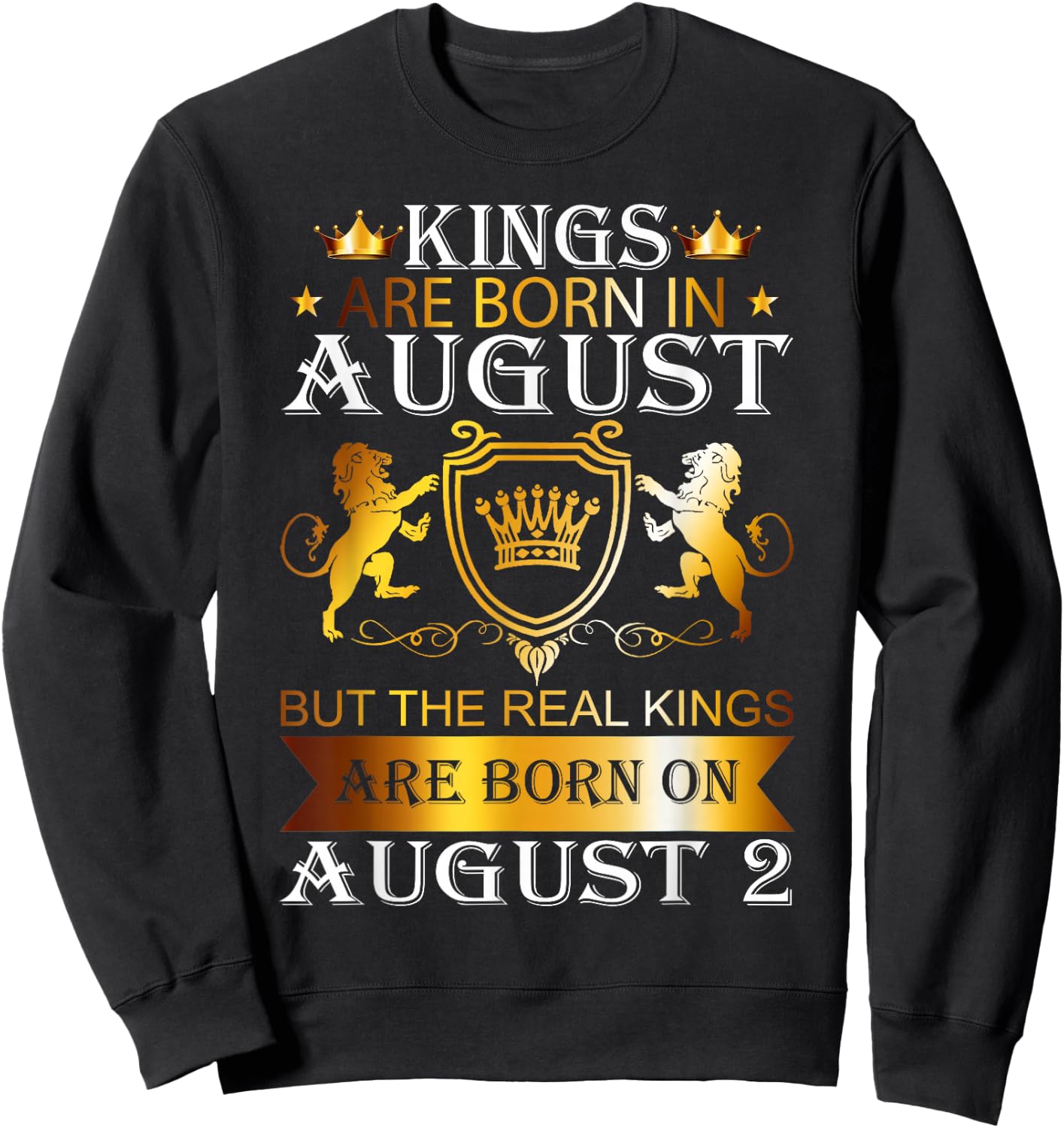 Kings Are Born On August 2nd Birthday Bday Boys Kids Sweatshirt - Sweatshirt | Black