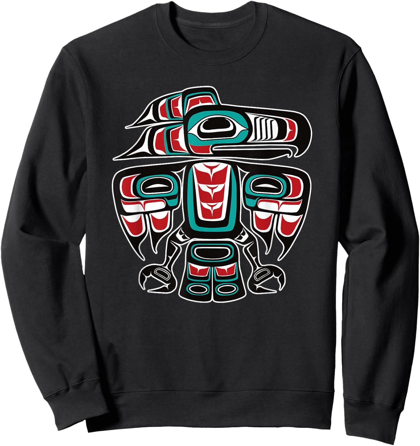 Northwest Pacific Haida Tlingit Native Raven Totem Sweatshirt - Sweatshirt | Black