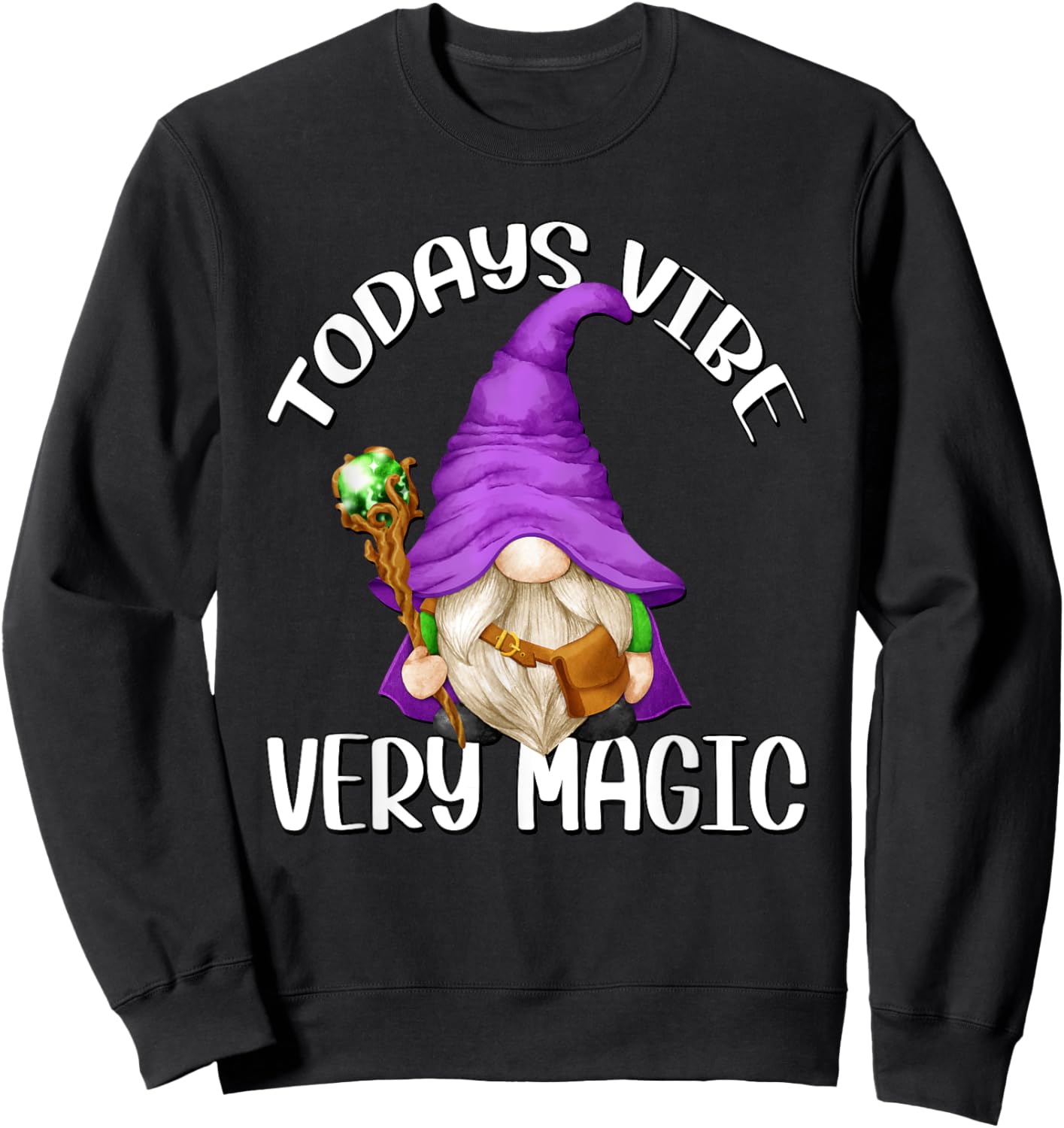 Magician Gnome And Kids Purple Wizard Gnome Grandpa Sweatshirt - Sweatshirt | Black