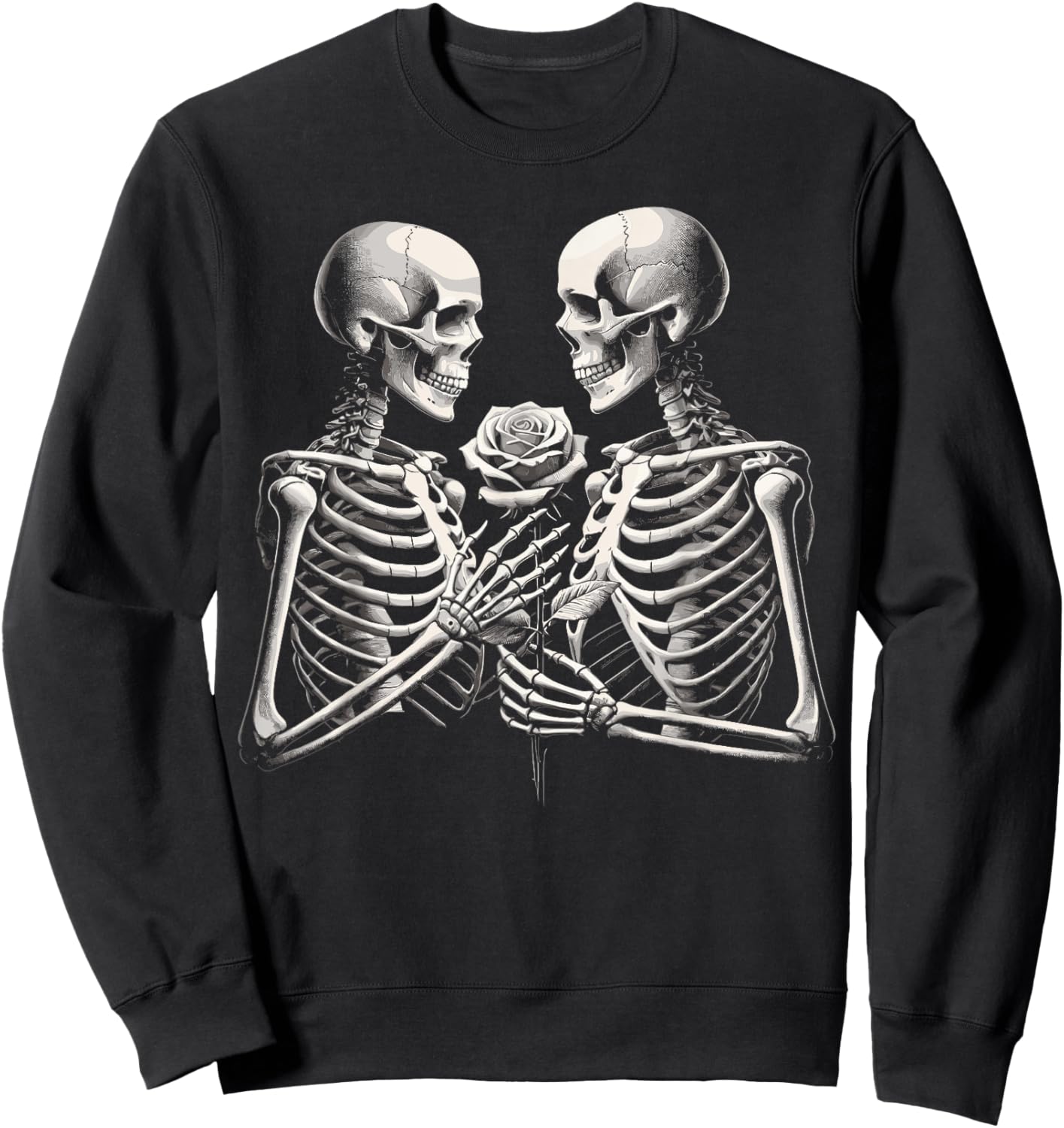 Skeleton Skull Love Goth Halloween Sweatshirt - Sweatshirt | Black