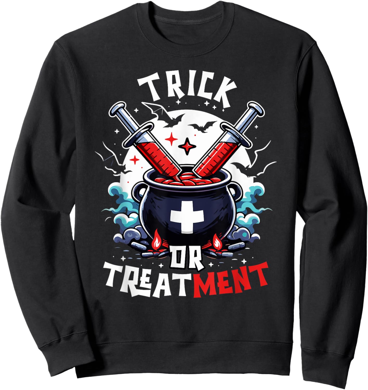 Trick Or Treatment Nurse Halloween Paramedic Doctor Sweatshirt - Sweatshirt | Black