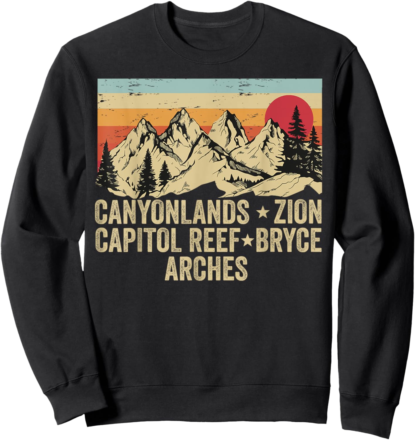 Vintage Utah Souvenir Big 5 Utah Mighty Five National Park Sweatshirt - Sweatshirt | Black