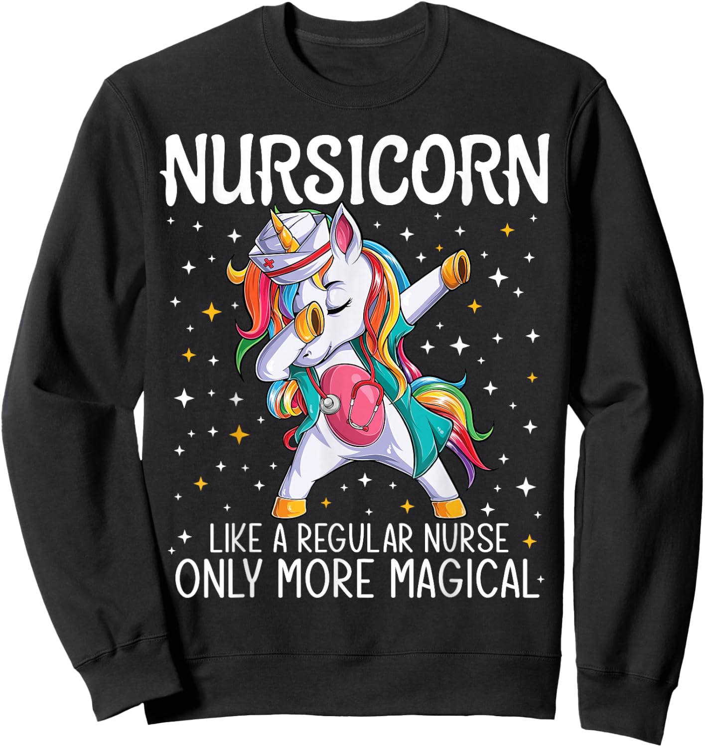 Dabbing Unicorn Nursicorn Funny Nurse Gift women men CNA RN Sweatshirt - Sweatshirt | Black