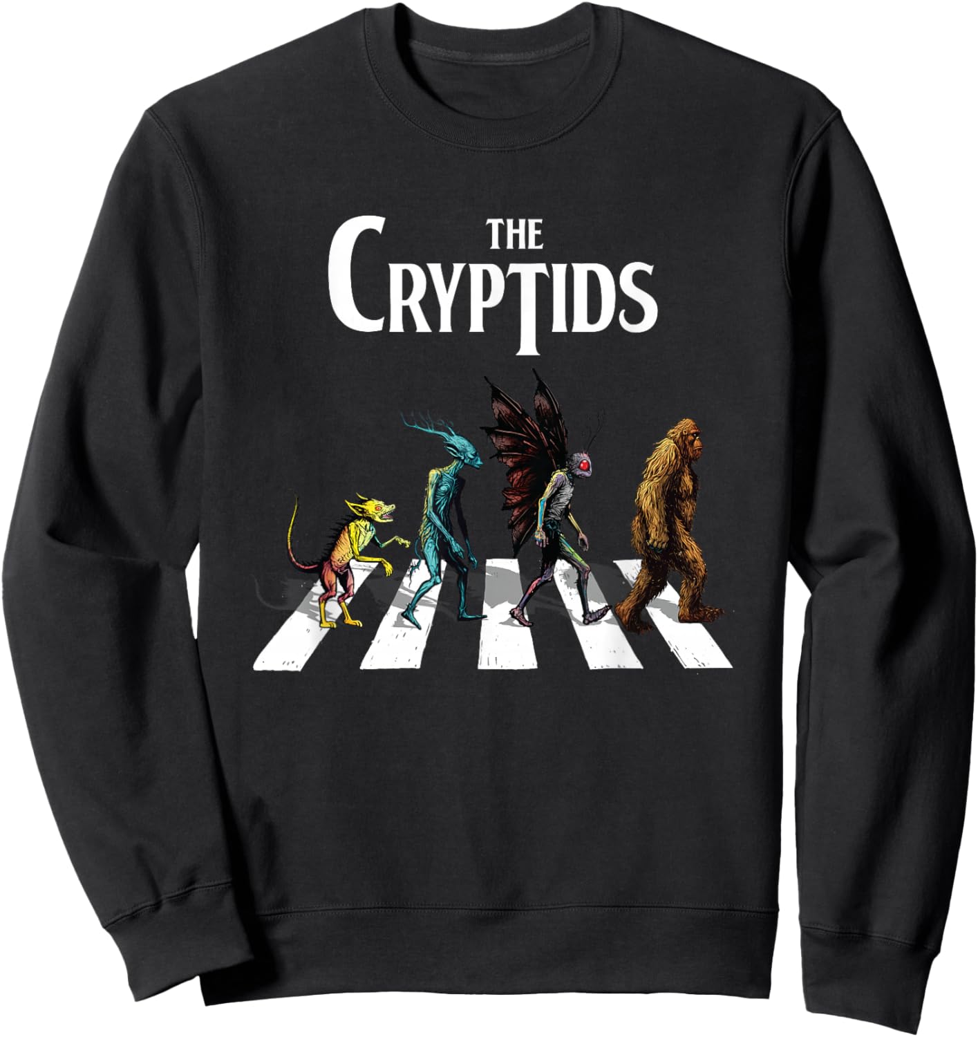 The Cryptids Bigfoot Mothman Wendigo Chupacabra Creatures Sweatshirt - Sweatshirt | Black