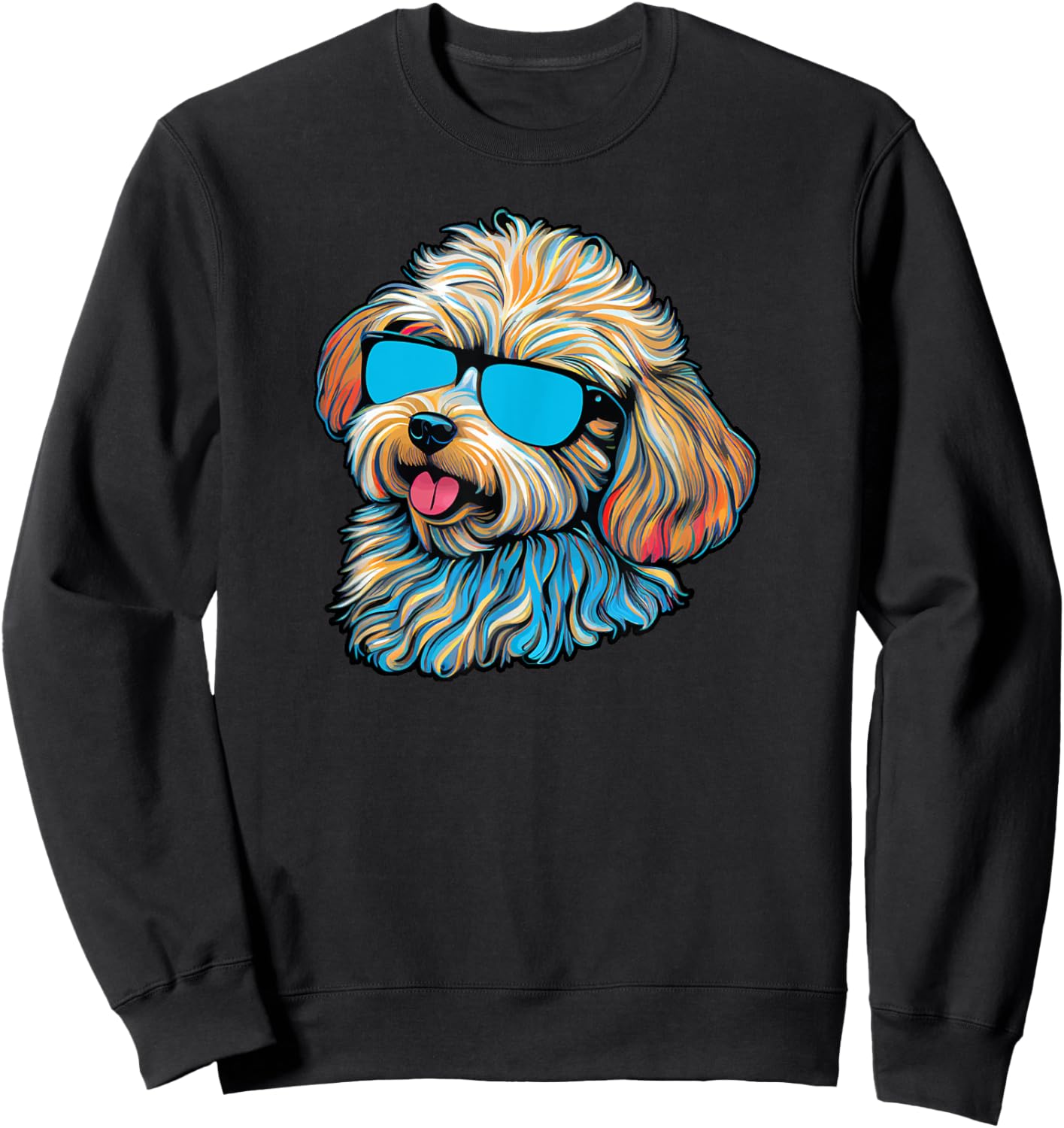 Dad Mom Cool Dog Sunglasses - Maltipoo Men Women Sweatshirt - Sweatshirt | Black