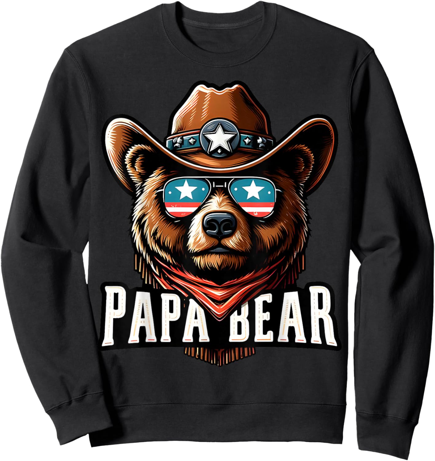 Papa Bear Shirt Fathers Day Gift Patriotic Proud Best Dad Sweatshirt - Sweatshirt | Black