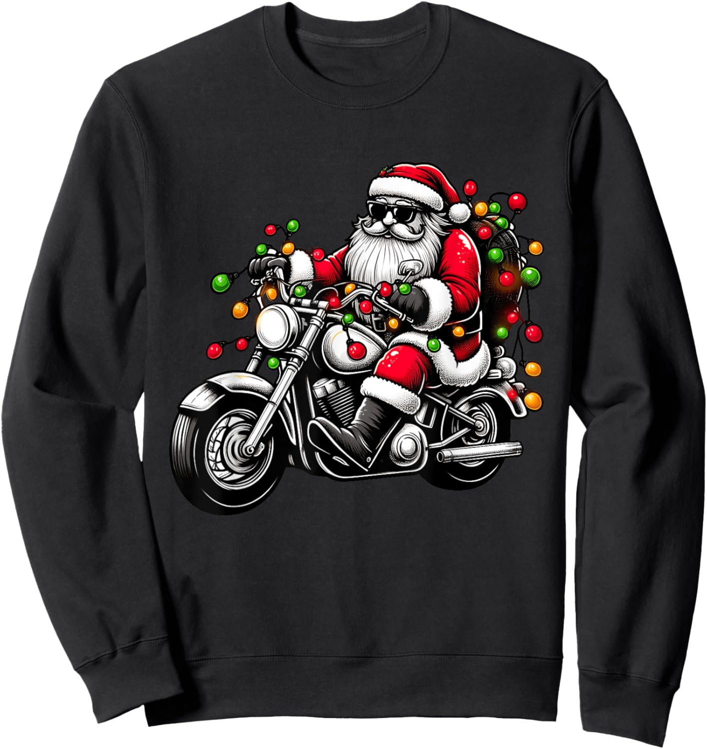 Santa Riding Motorcycle Funny Christmas Biker Toddler Kids Sweatshirt - Sweatshirt | Black