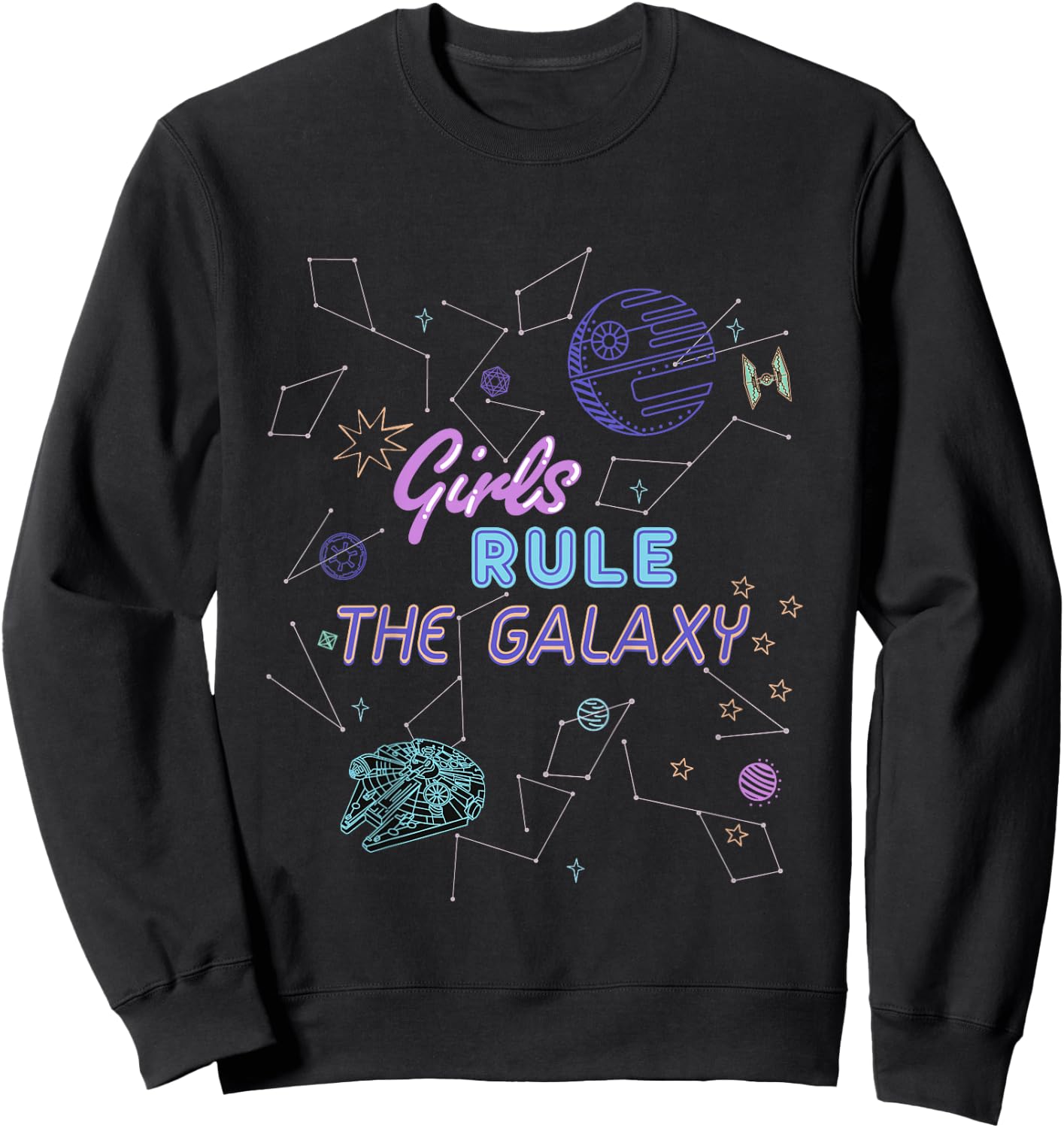 Kids Star Wars Girls Rule the Galaxy Girls' Sweatshirt - Sweatshirt | Black