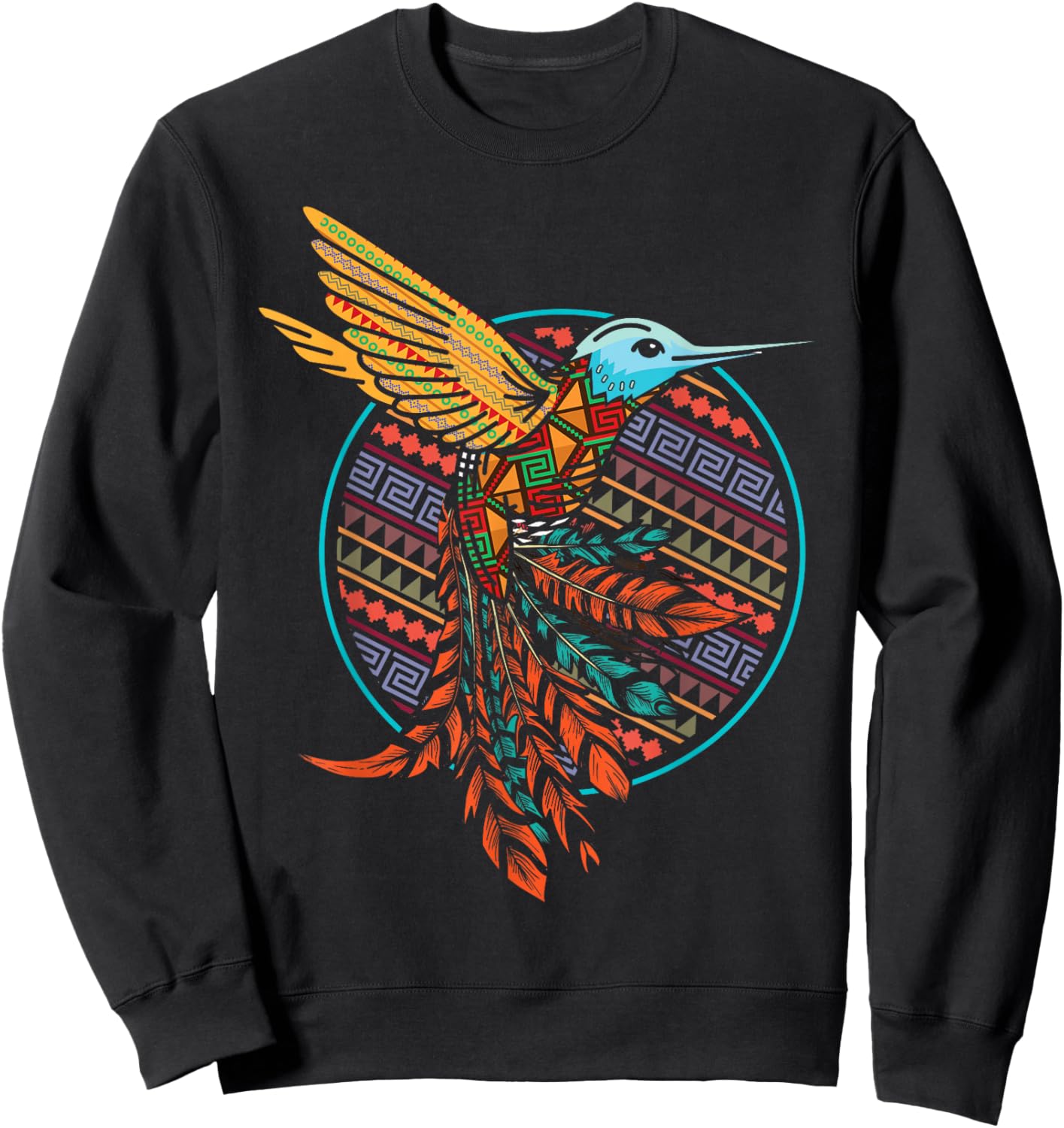 InGENIUS Native American Indian Day Shirts & Gifts Hummingbird Tribal Art Native American Indian Indigenous Sweatshirt - Sweatshirt | Black