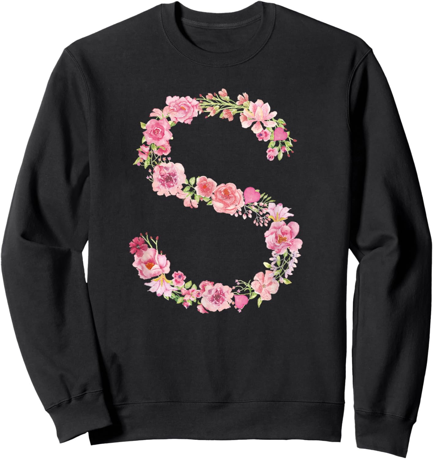 Cool Initial Alphabet Monogram Flowers Gifts Floral Letter S Sweatshirt - Sweatshirt | Black