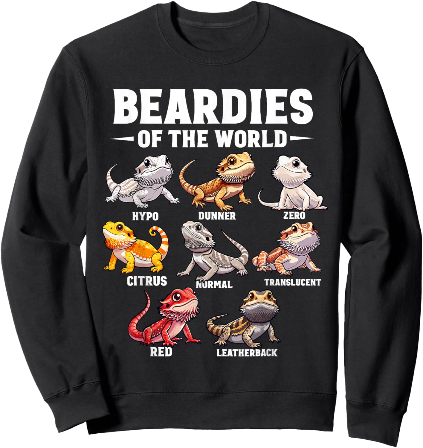 Cute Beardies Of The World - Bearded Dragon Reptile Lover Sweatshirt - Sweatshirt | Black