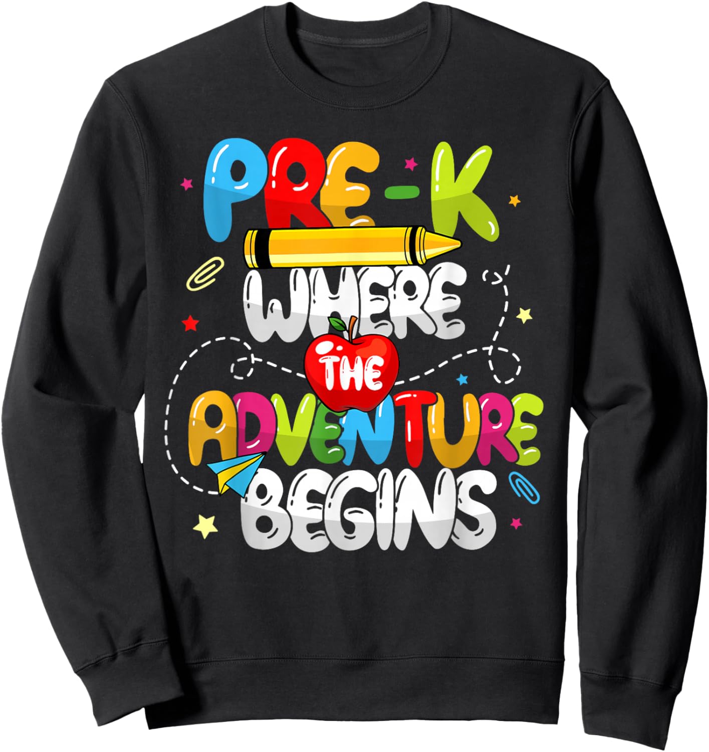Pre-K Where The Adventure Begins Back To School Teacher Women Kids Sweatshirt - Sweatshirt | Black