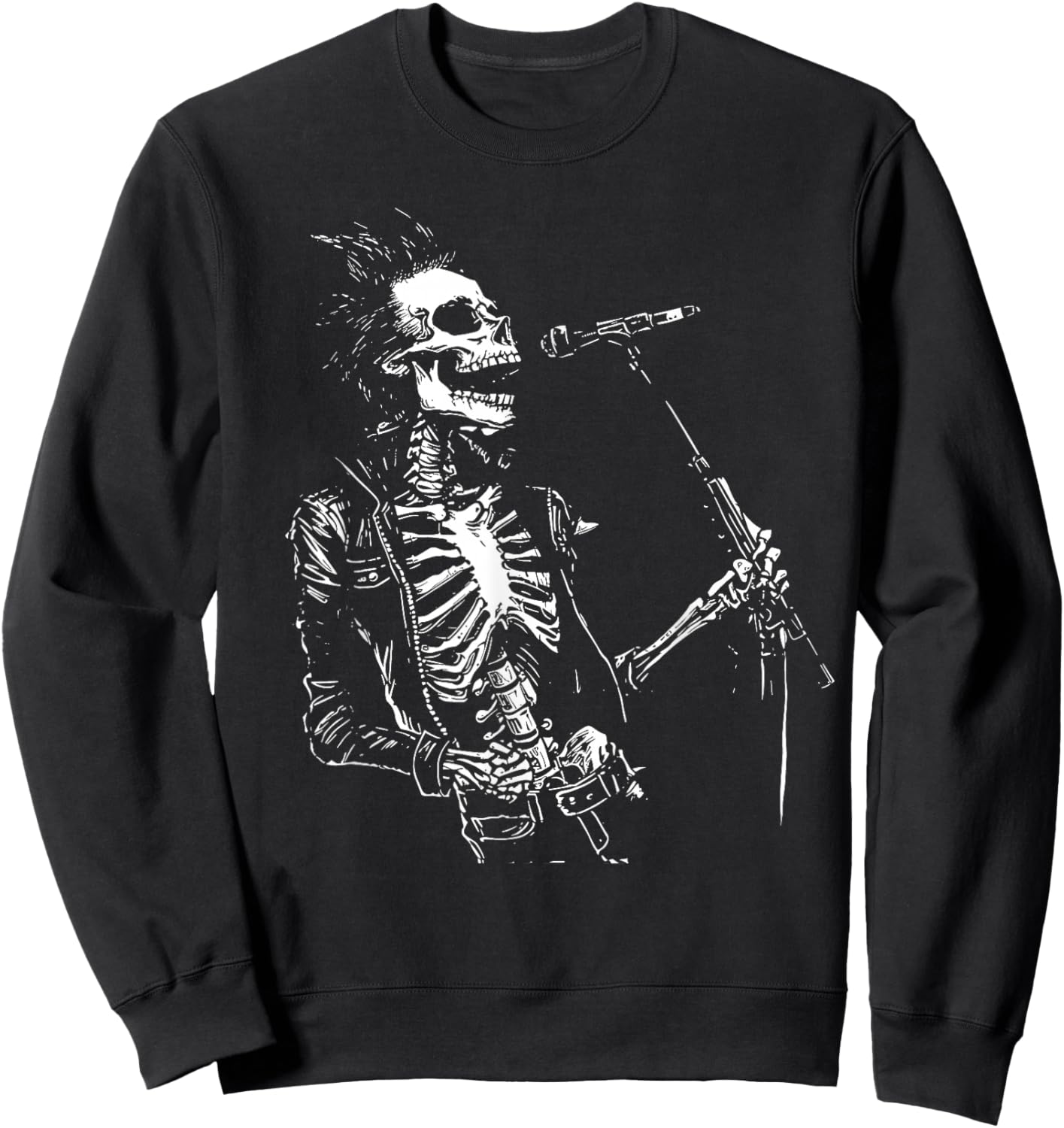 Skeleton Guitar Guy Rock And Roll Band Rock On Sweatshirt - Sweatshirt | Black