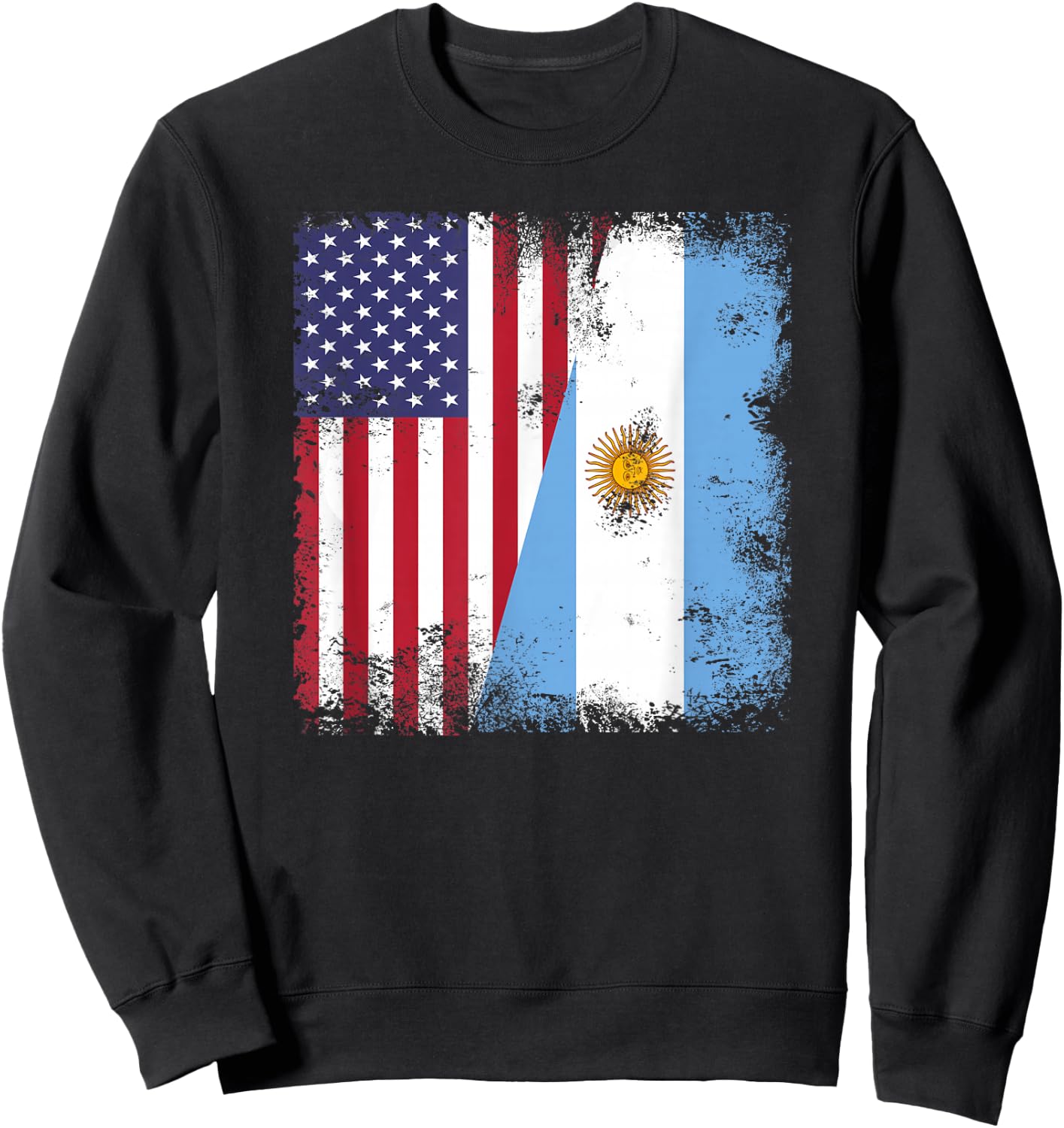Half Argentinian Flag | Vintage Argentina USA Gift Sweatshirt - Sweatshirt | Black