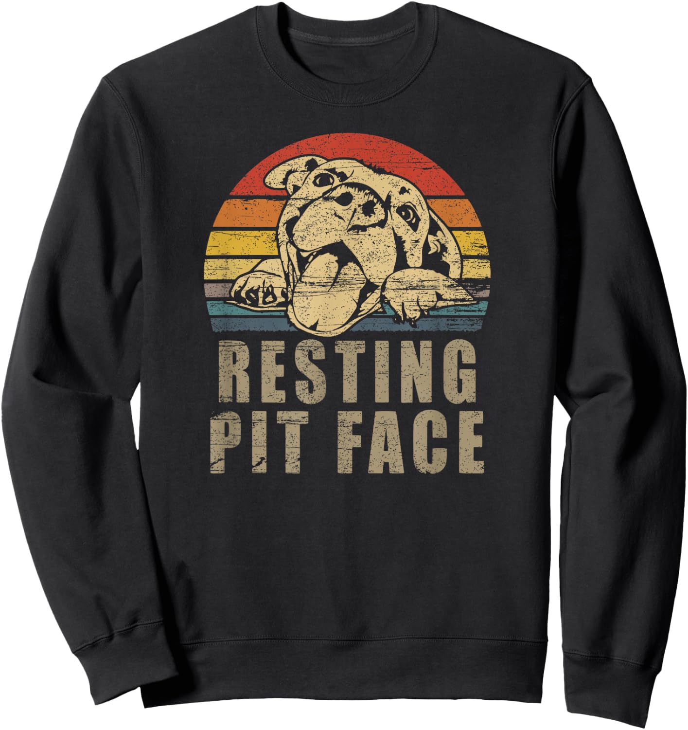 Pitbull Love - I Love My Pit Retro Vintage Resting Pit Face Sweatshirt - Sweatshirt | Black