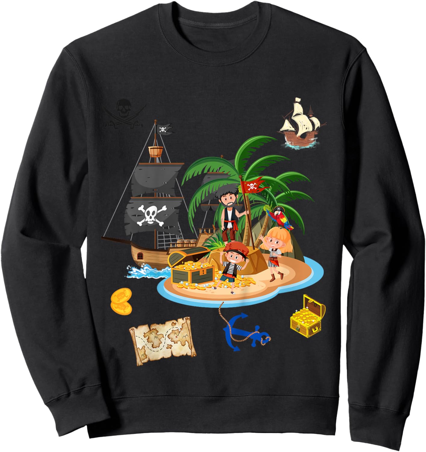 Kinder Piraten von Jack - Piraten Motiv - Weiß - Kurzarm - Kind - - 4-5 Jahre - 6-7 Jahre Sweatshirt - Sweatshirt | Black