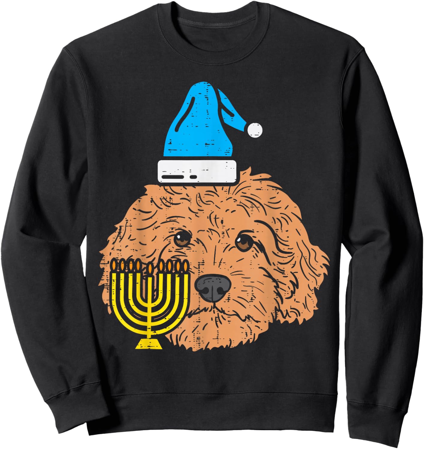 Goldendoodle Menorah Jewish Animal Pet Dog Hanukkah Gift Sweatshirt - Sweatshirt | Black