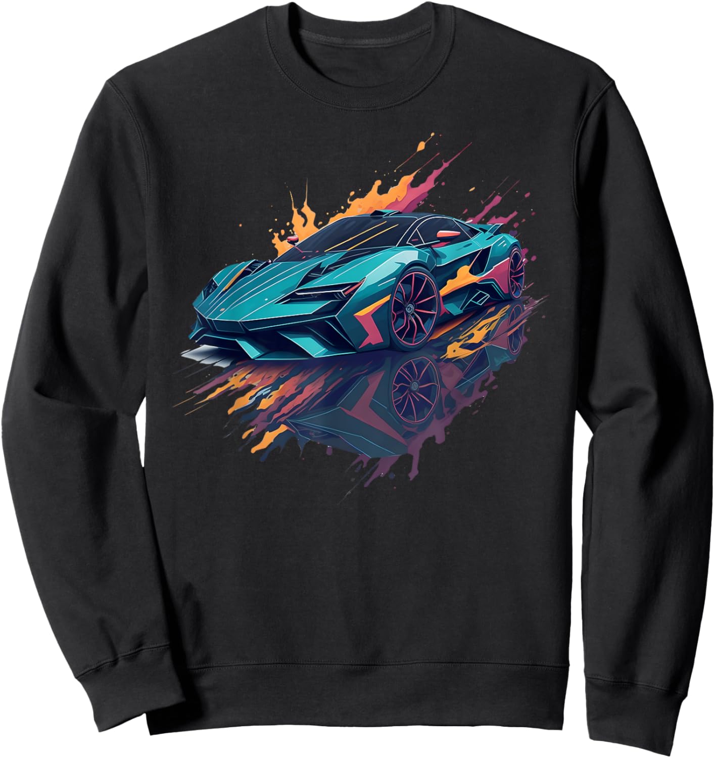 Supercar Exotic Sports Car Concept Poster Style Boys Graphic Sweatshirt - Sweatshirt | Black