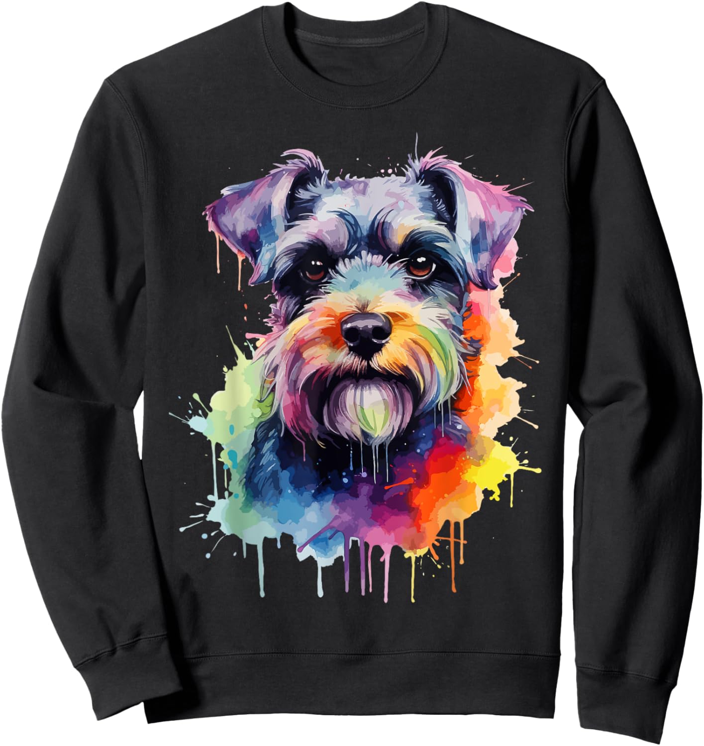 Mini Schnauzer Lovers Pop Art Color Mini Schnauzer Dog Sweatshirt - Sweatshirt | Black