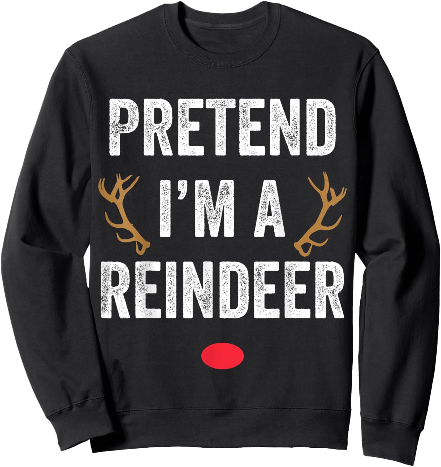 Funny Pretend I'm A Reindeer His & Hers Couple Matching Lazy Christmas Sweatshirt - Sweatshirt | Black