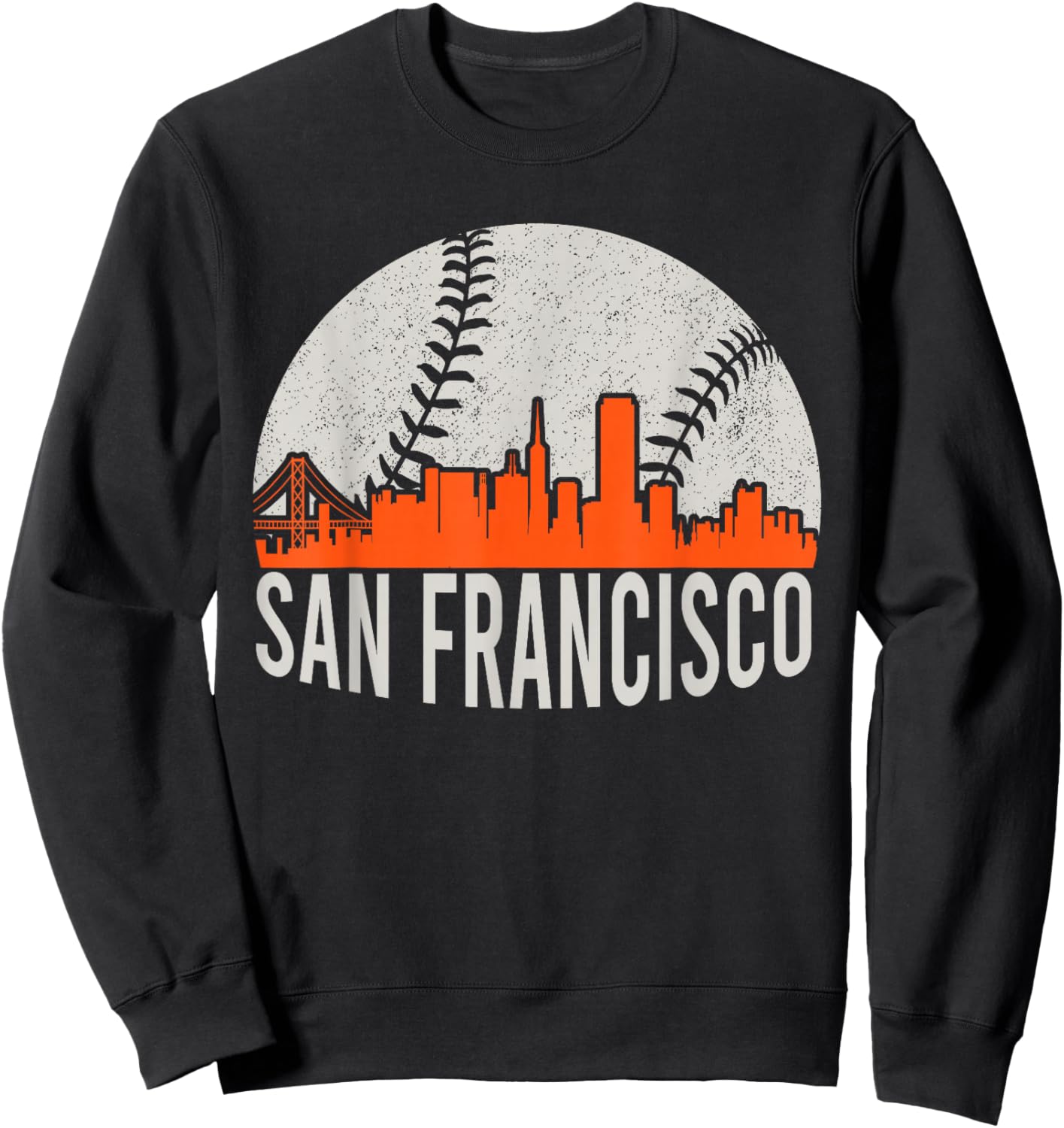 Vintage San Francisco Skyline Baseball Present Men Women Sweatshirt - Sweatshirt | Black