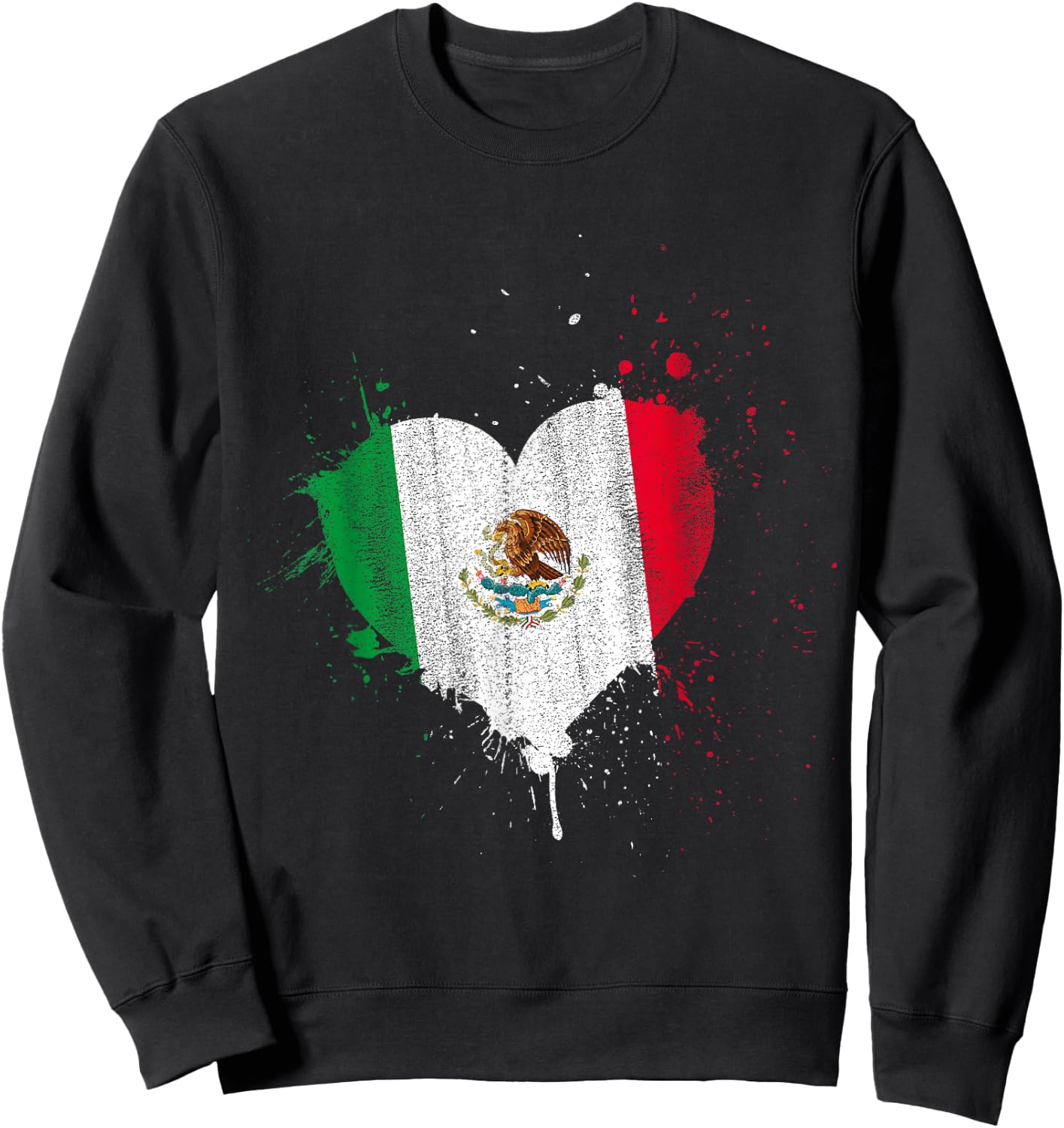 Mexican Flag Heart Valentines Day Gift Viva Mexico Sweatshirt - Sweatshirt | Black